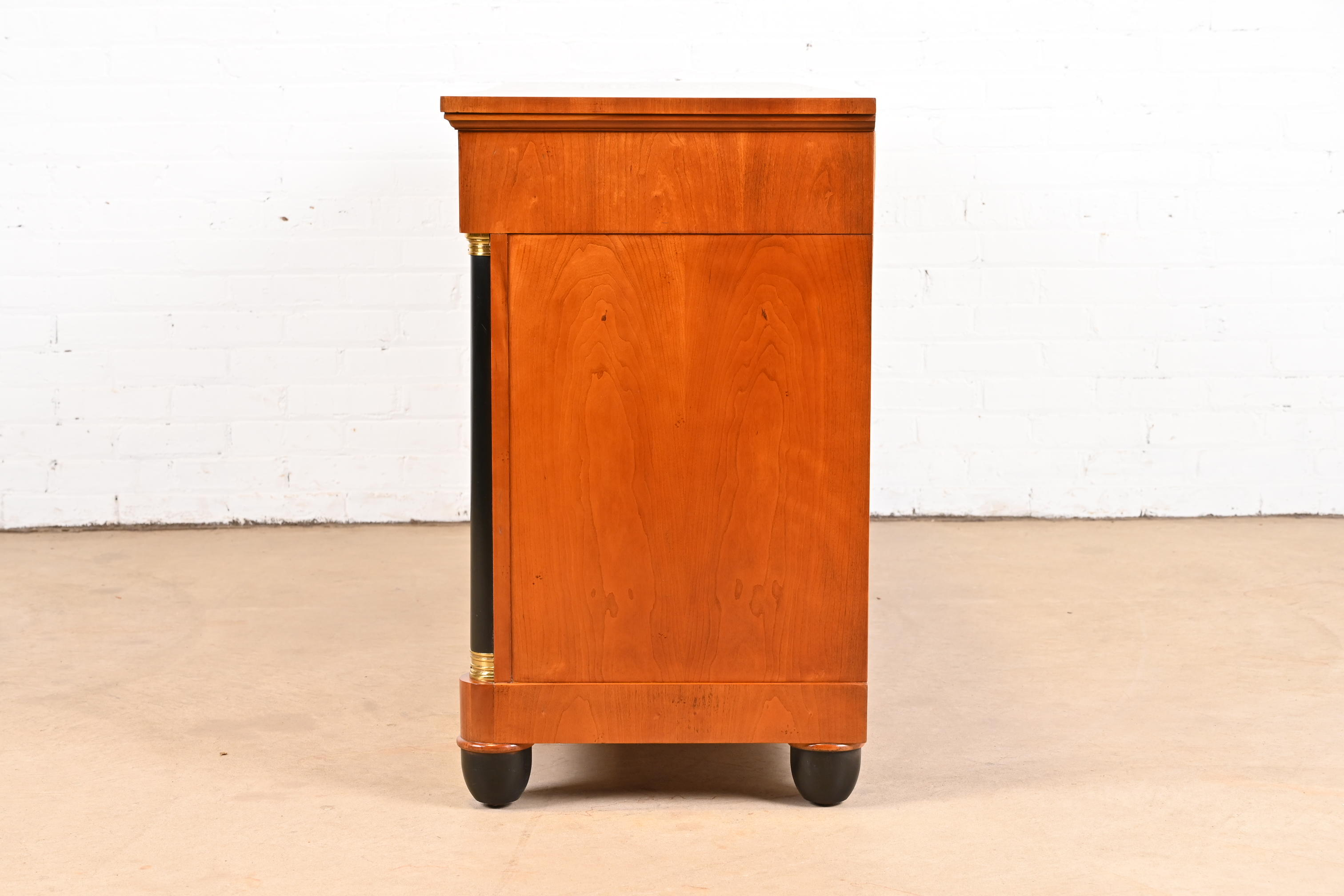 Baker Furniture French Empire Cherry Wood and Parcel Ebonized Sideboard or Bar Cabinet - Image 11