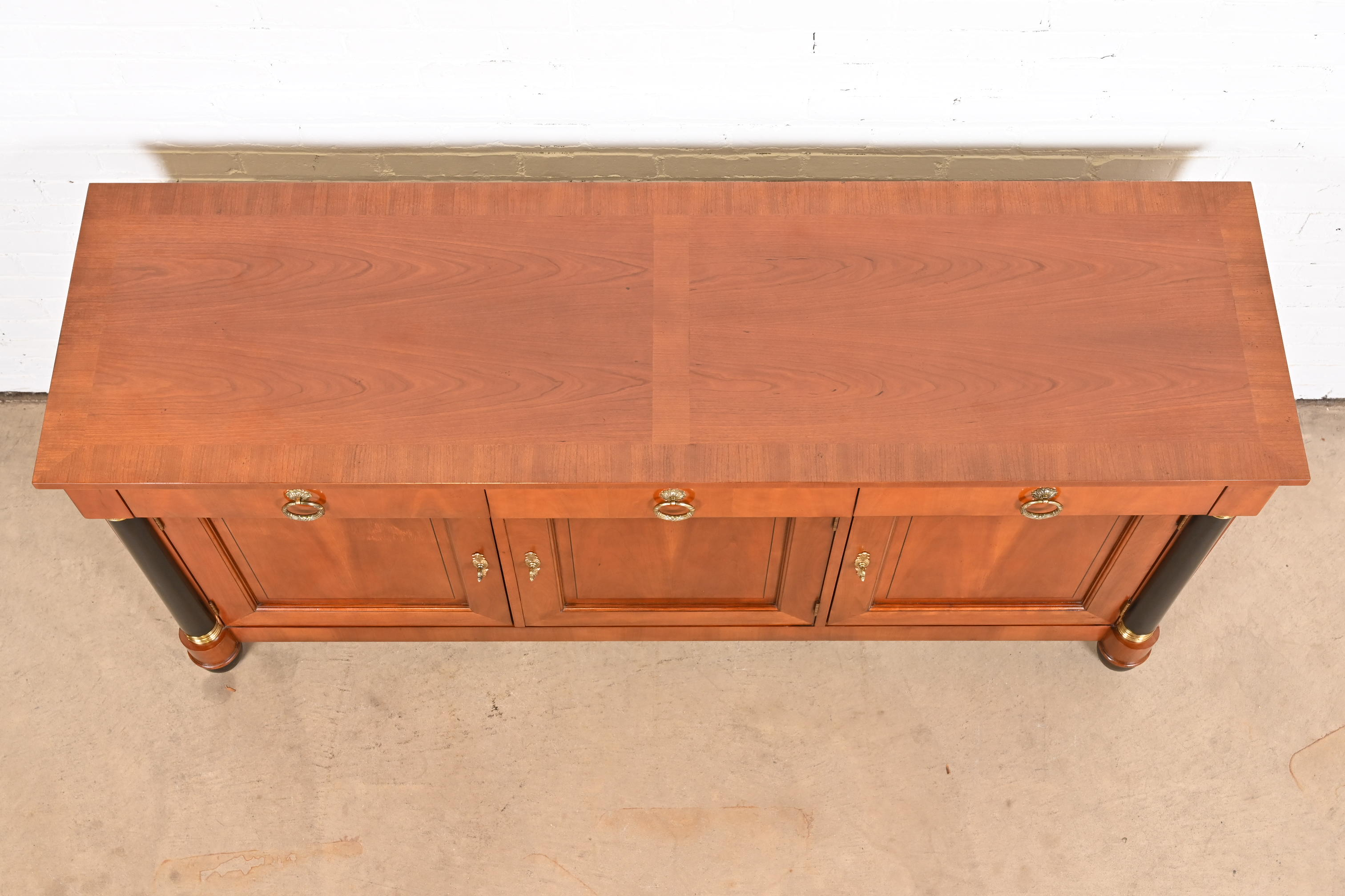 Baker Furniture French Empire Cherry Wood and Parcel Ebonized Sideboard or Bar Cabinet - Image 10