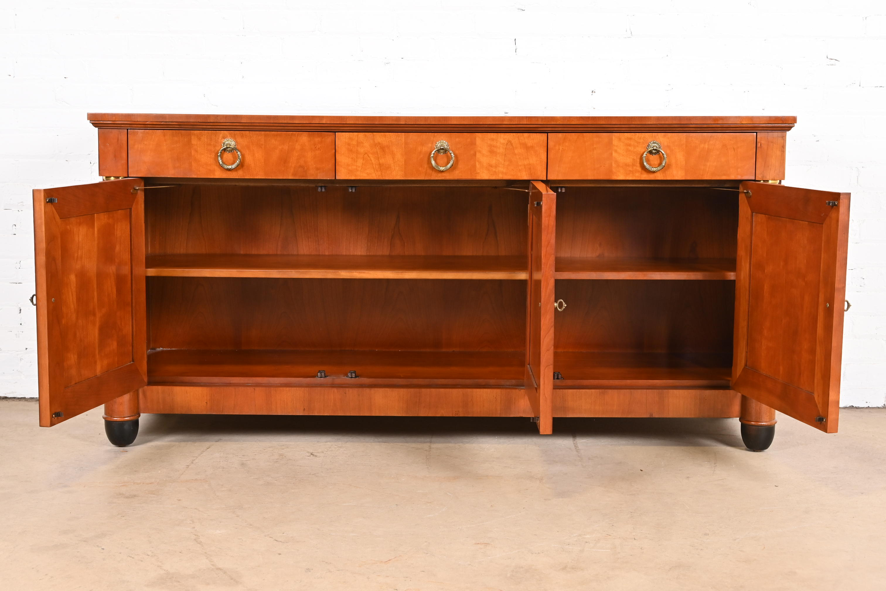 Baker Furniture French Empire Cherry Wood and Parcel Ebonized Sideboard or Bar Cabinet - Image 9