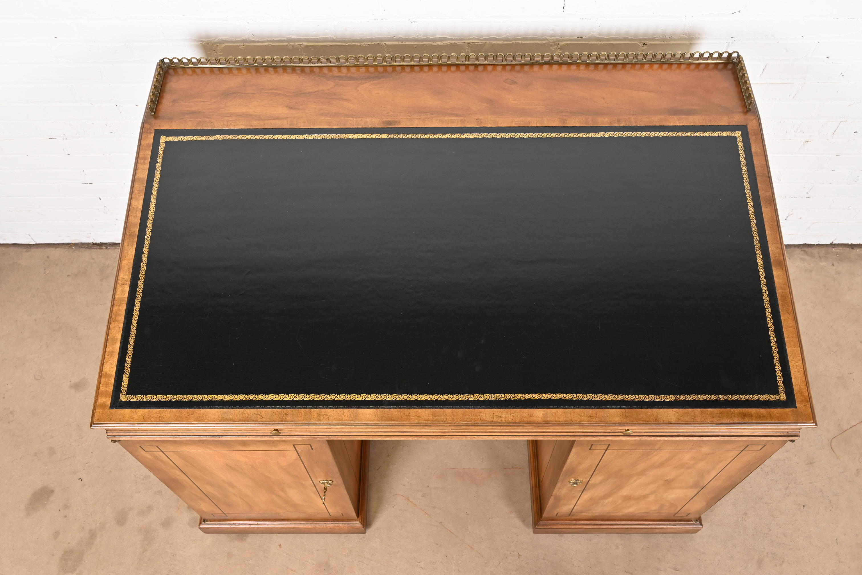 Baker Furniture Georgian Flame Mahogany Leather Top Slant Front Architect's Desk, Circa 1960s - Image 6