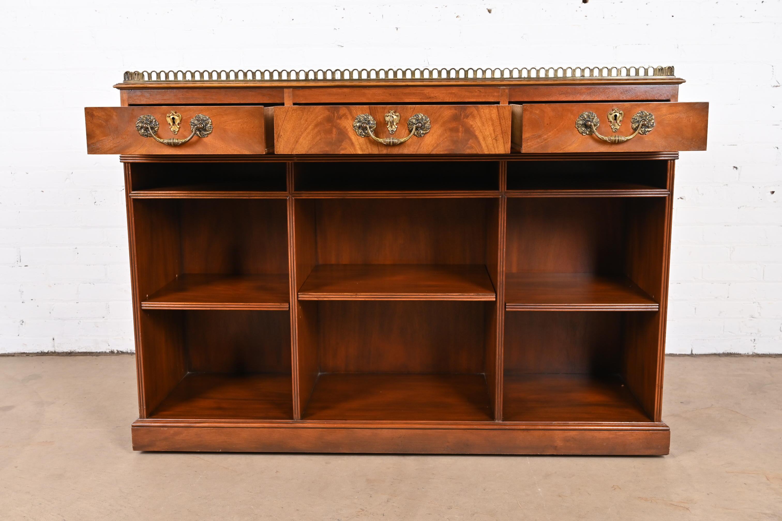 Baker Furniture Georgian Flame Mahogany Leather Top Slant Front Architect's Desk, Circa 1960s - Image 8
