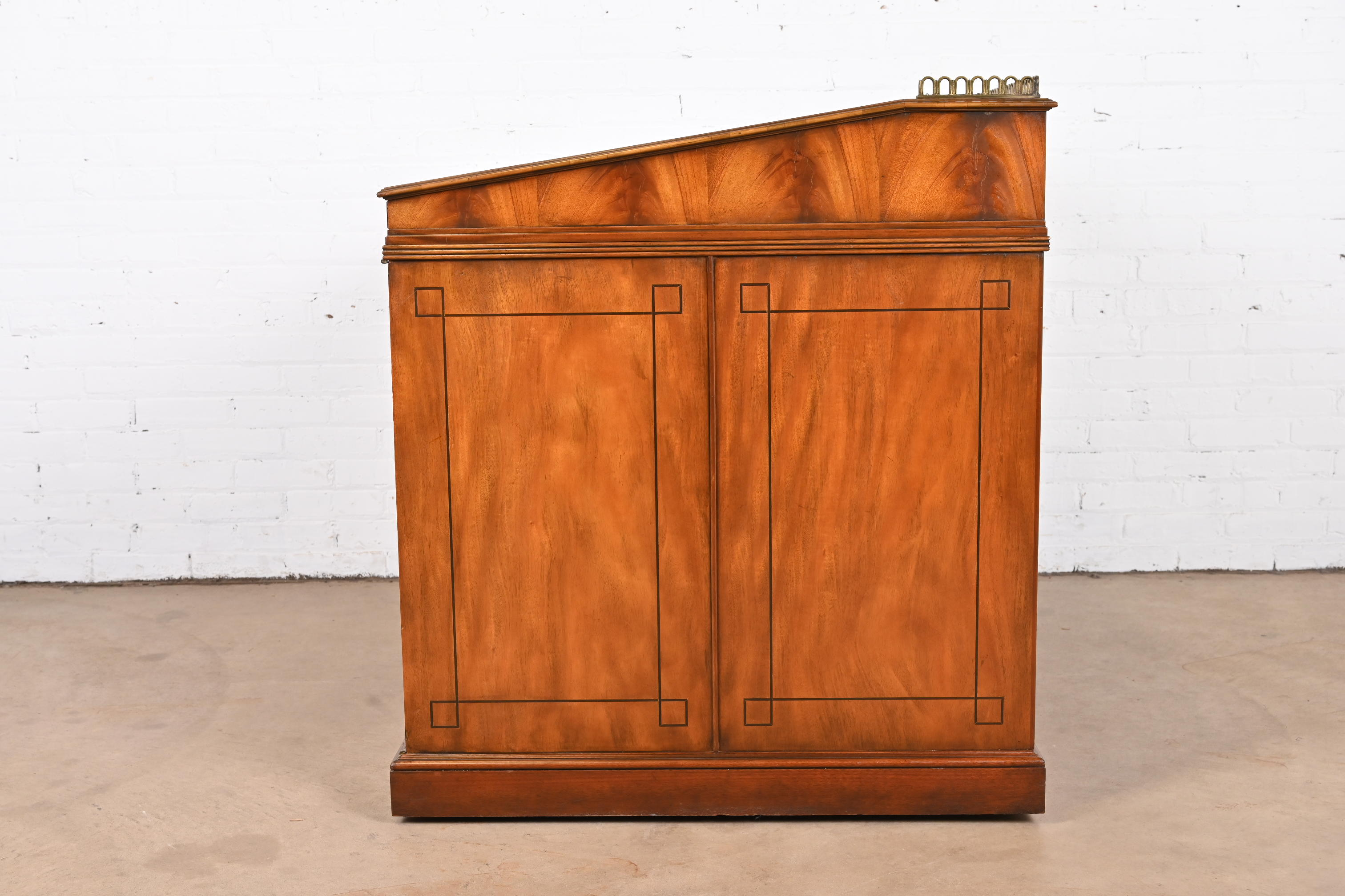 Baker Furniture Georgian Flame Mahogany Leather Top Slant Front Architect's Desk, Circa 1960s - Image 11