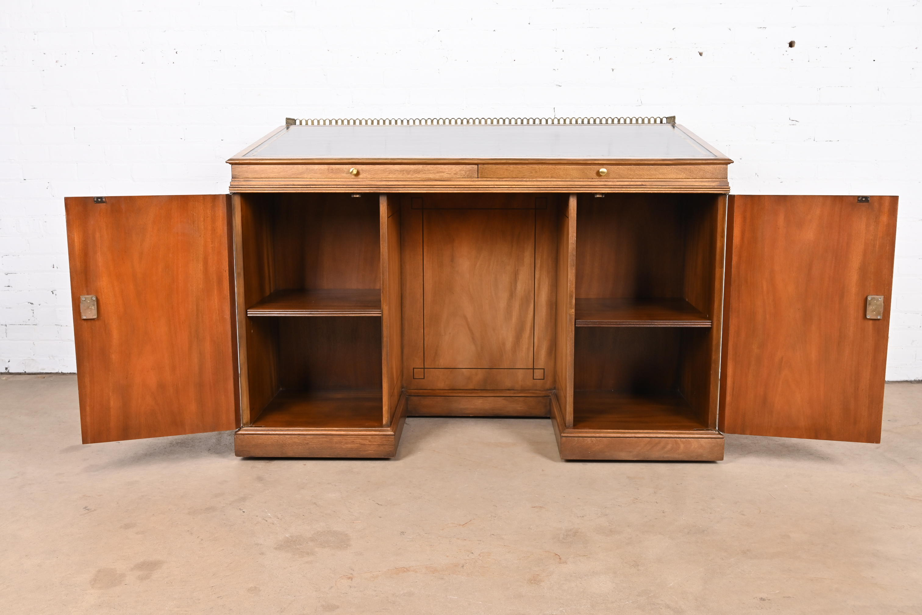 Baker Furniture Georgian Flame Mahogany Leather Top Slant Front Architect's Desk, Circa 1960s - Image 5