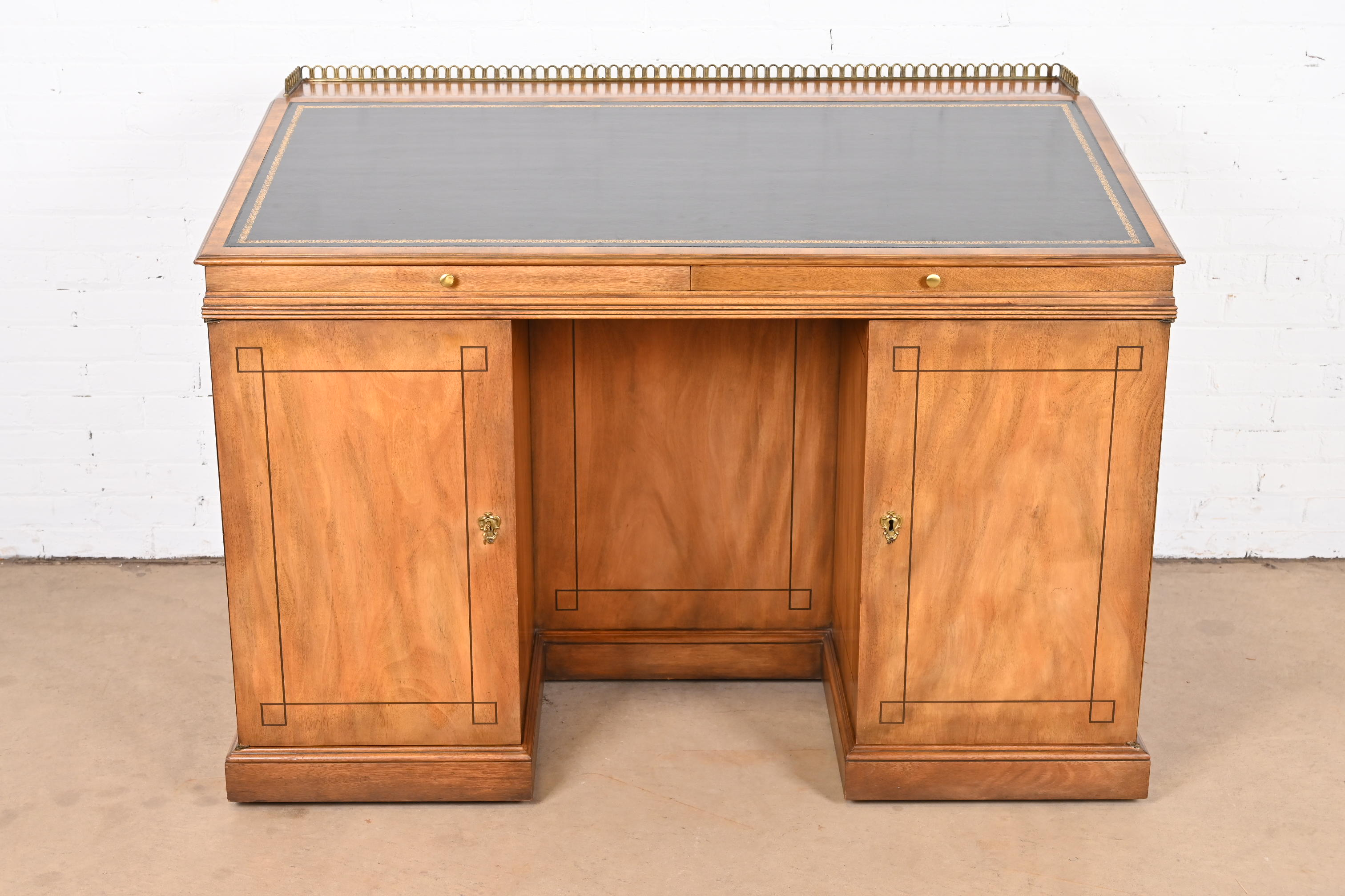 Baker Furniture Georgian Flame Mahogany Leather Top Slant Front Architect's Desk, Circa 1960s - Image 2