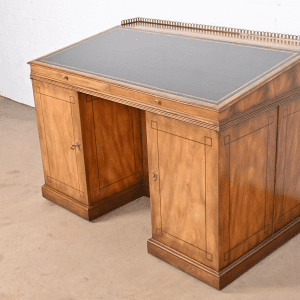 Baker Furniture Georgian Flame Mahogany Leather Top Slant Front Architect's Desk, Circa 1960s