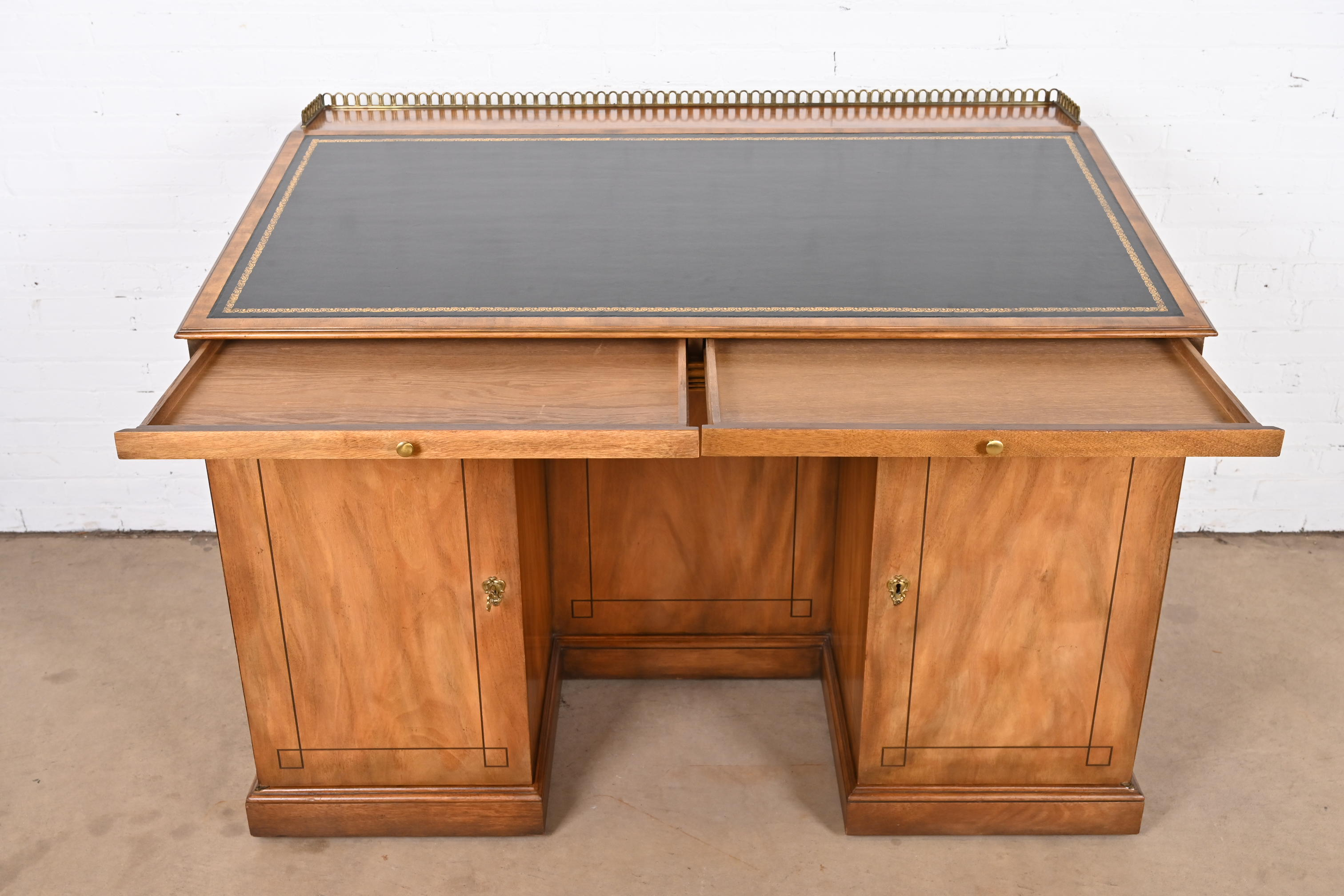 Baker Furniture Georgian Flame Mahogany Leather Top Slant Front Architect's Desk, Circa 1960s - Image 4