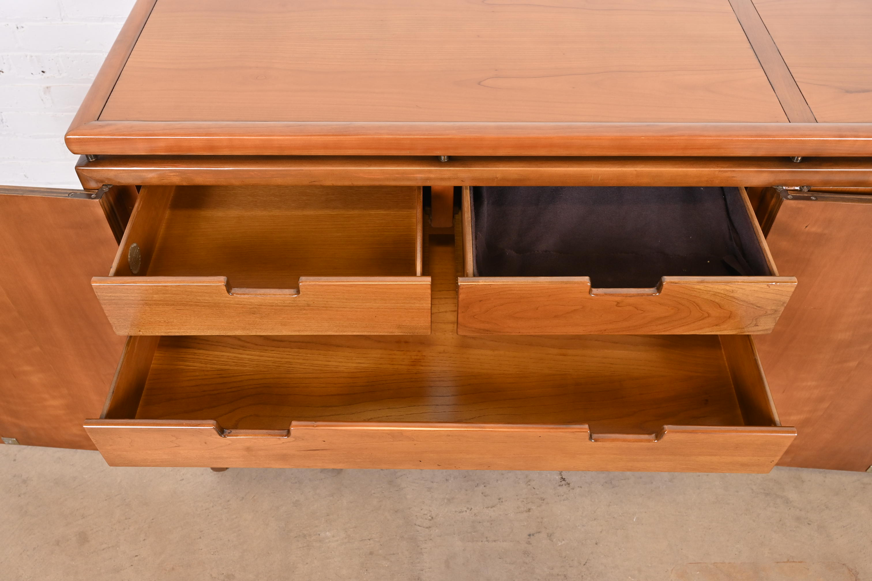 Michael Taylor for Baker Furniture Mid-Century Hollywood Regency Cherry Wood Sideboard Credenza - Image 6