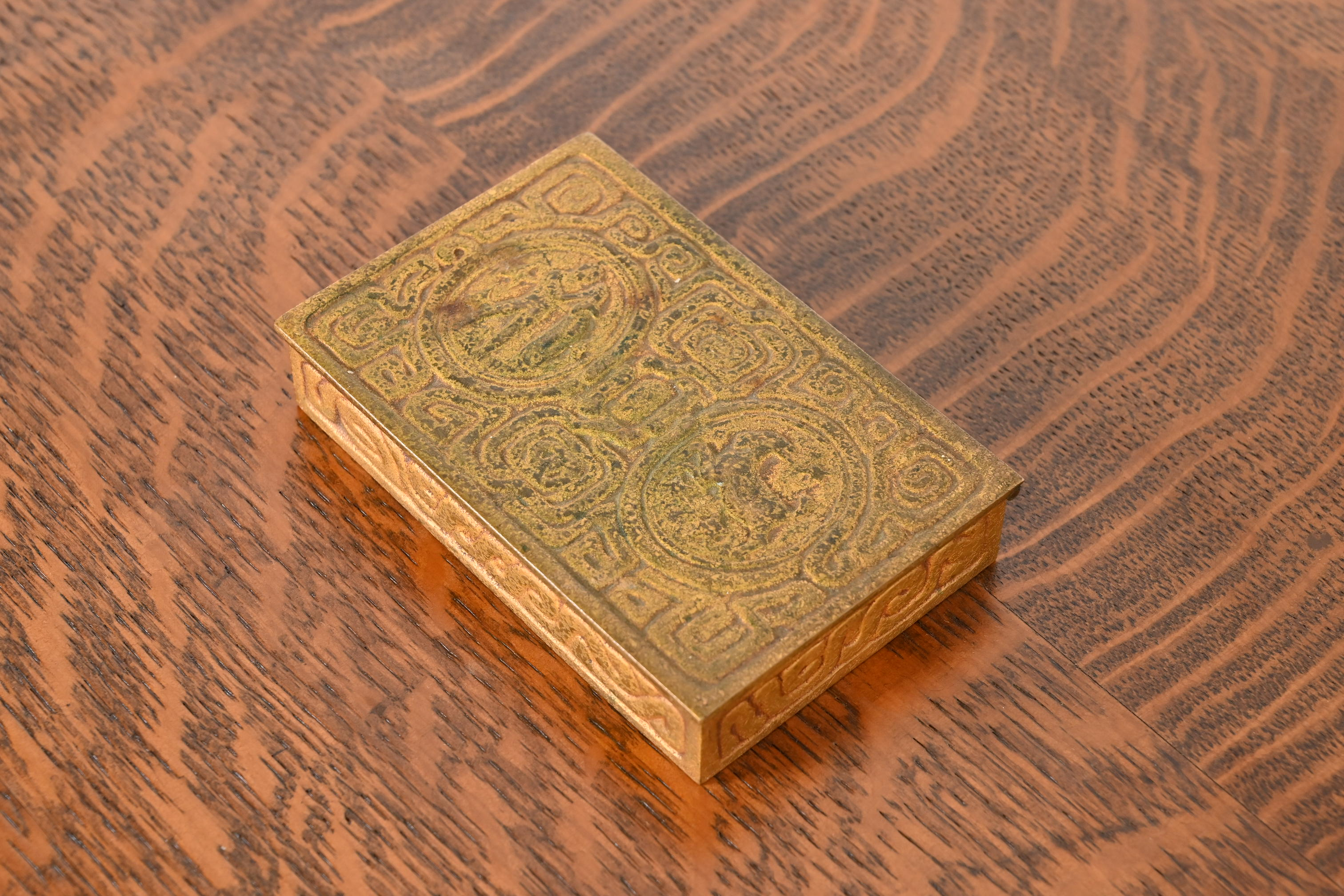 Tiffany Studios New York Art Deco 'Zodiac' Bronze Doré Box - Image 3