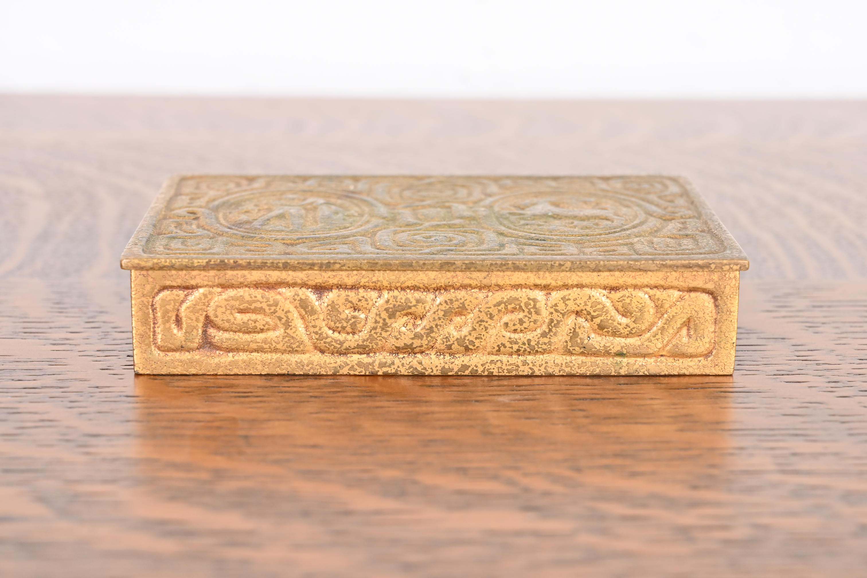 Tiffany Studios New York Art Deco 'Zodiac' Bronze Doré Box - Image 5