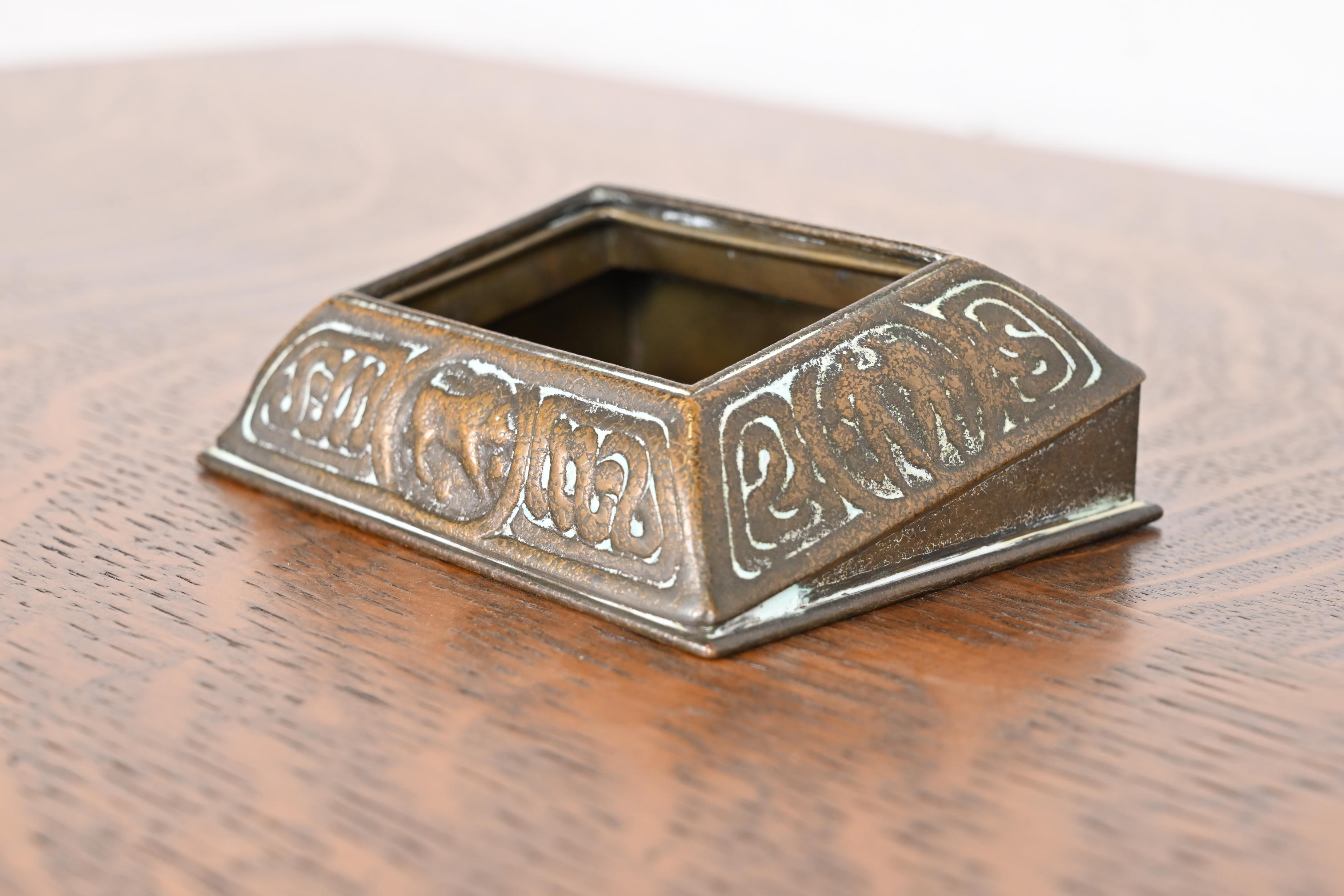 Tiffany Studios New York 'Zodiac' Bronze Desk Calendar Holder or Picture Frame, Circa 1910 - Image 2