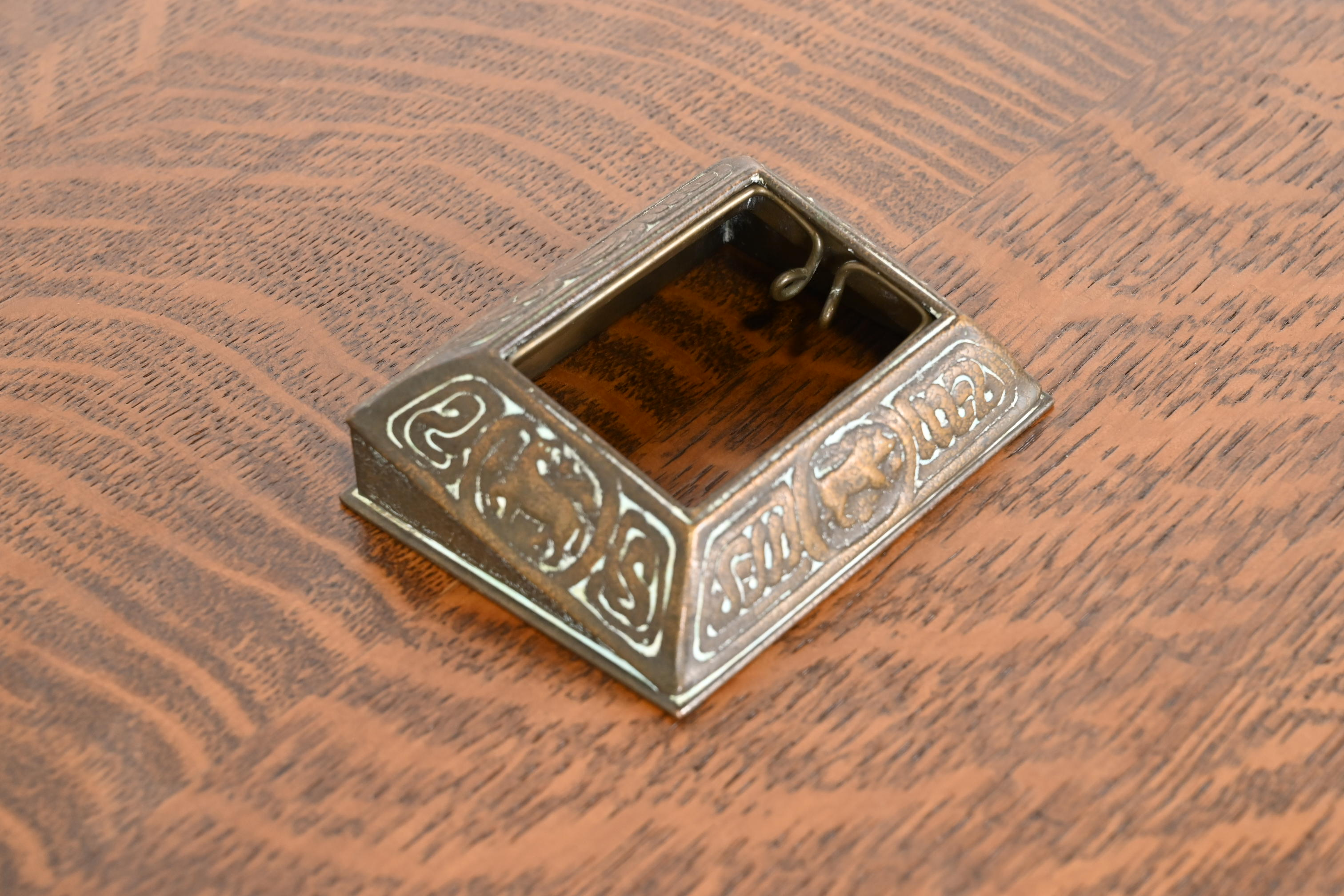 Tiffany Studios New York 'Zodiac' Bronze Desk Calendar Holder or Picture Frame, Circa 1910 - Image 4