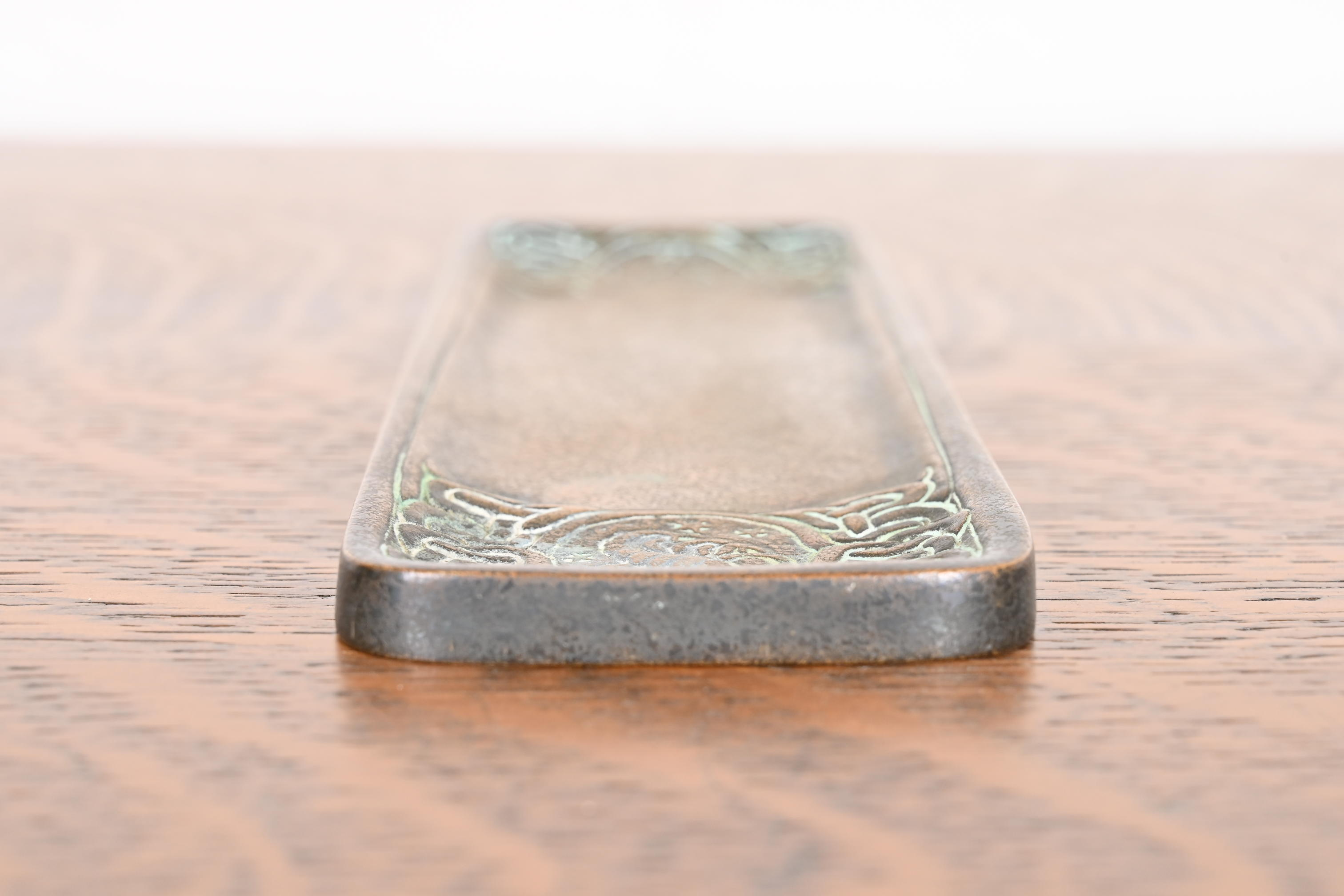 Tiffany Studios New York 'Zodiac' Bronze Pen Tray Desk Accessory, Circa 1910 - Image 7