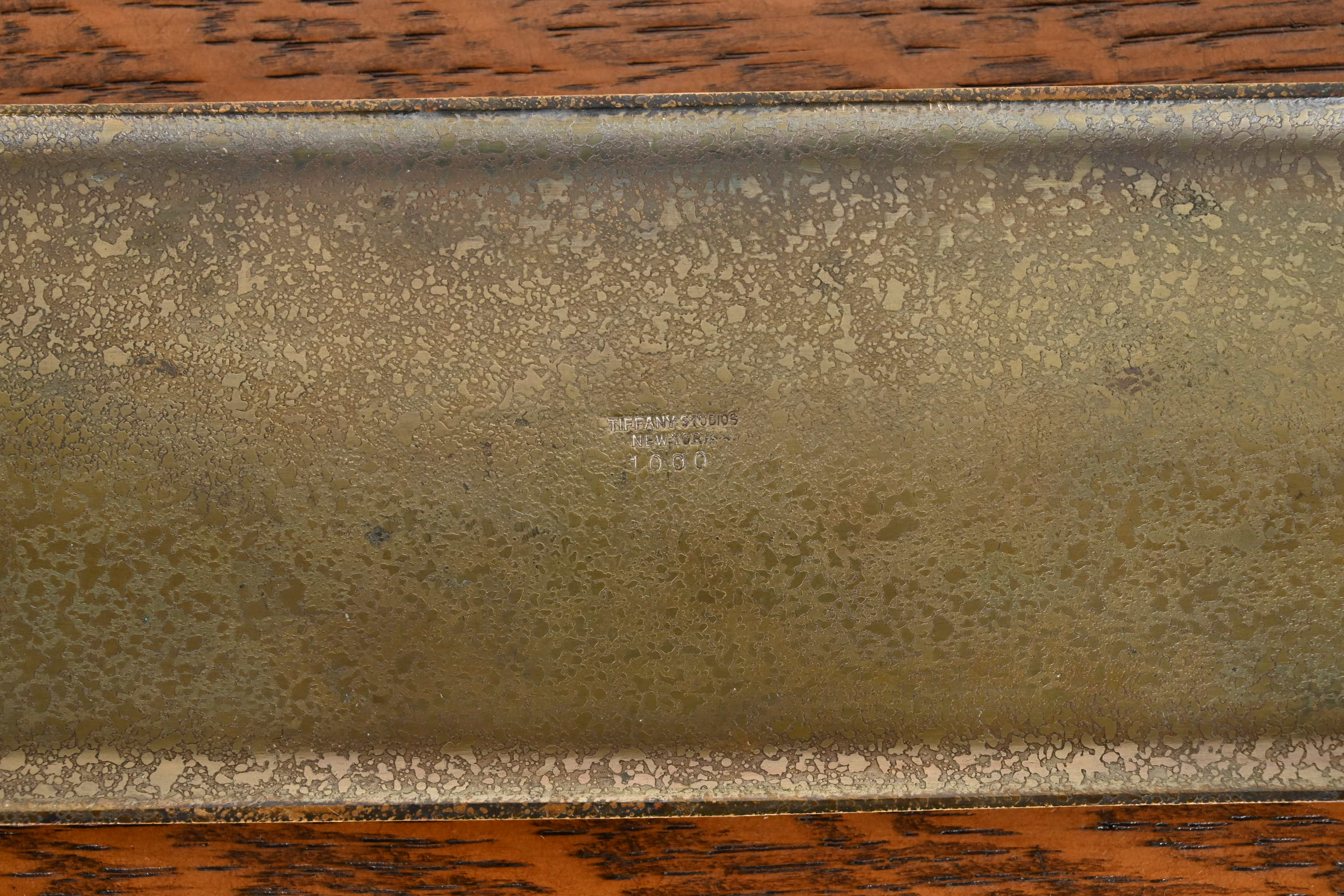 Tiffany Studios New York 'Zodiac' Bronze Pen Tray Desk Accessory, Circa 1910 - Image 10