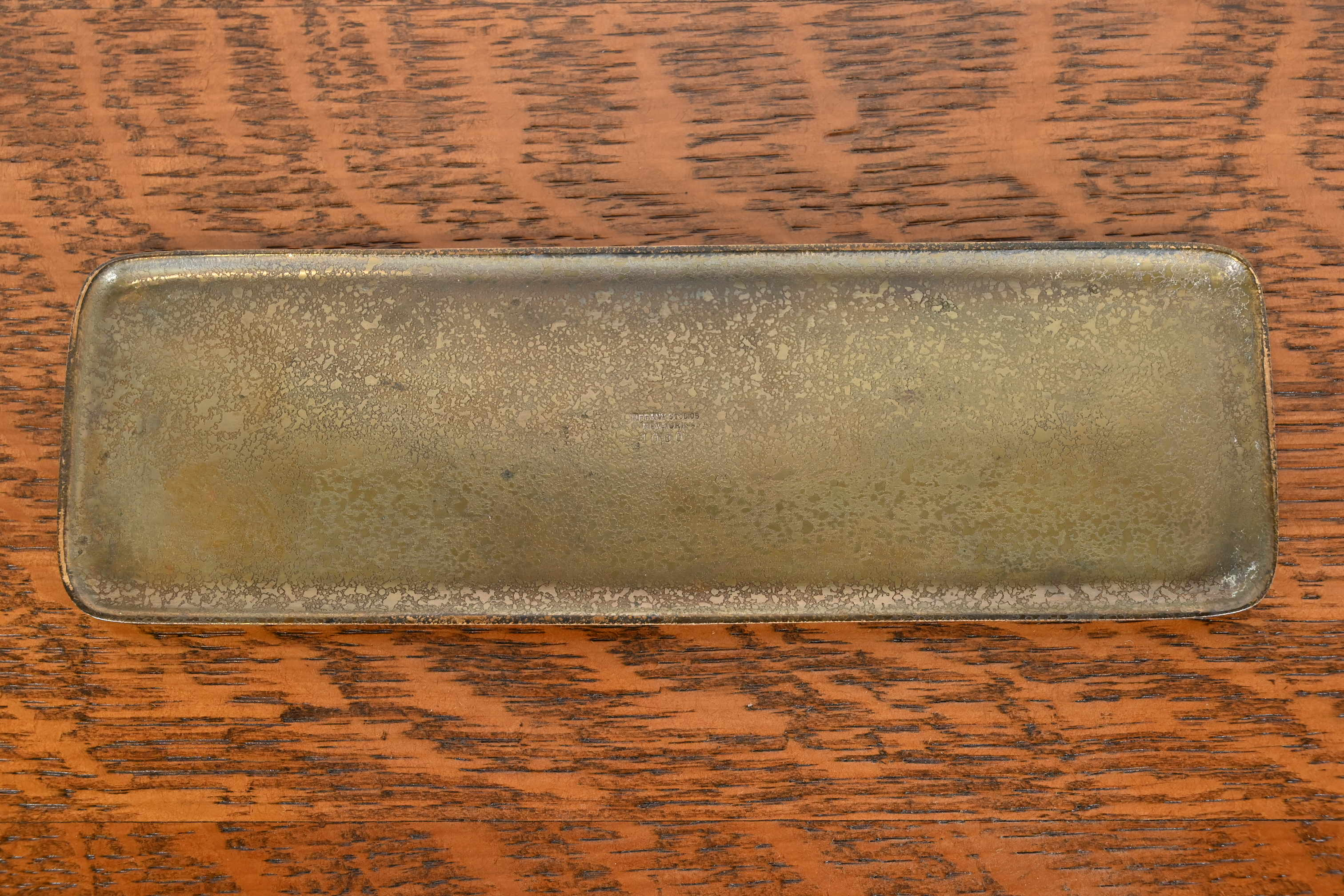 Tiffany Studios New York 'Zodiac' Bronze Pen Tray Desk Accessory, Circa 1910 - Image 9