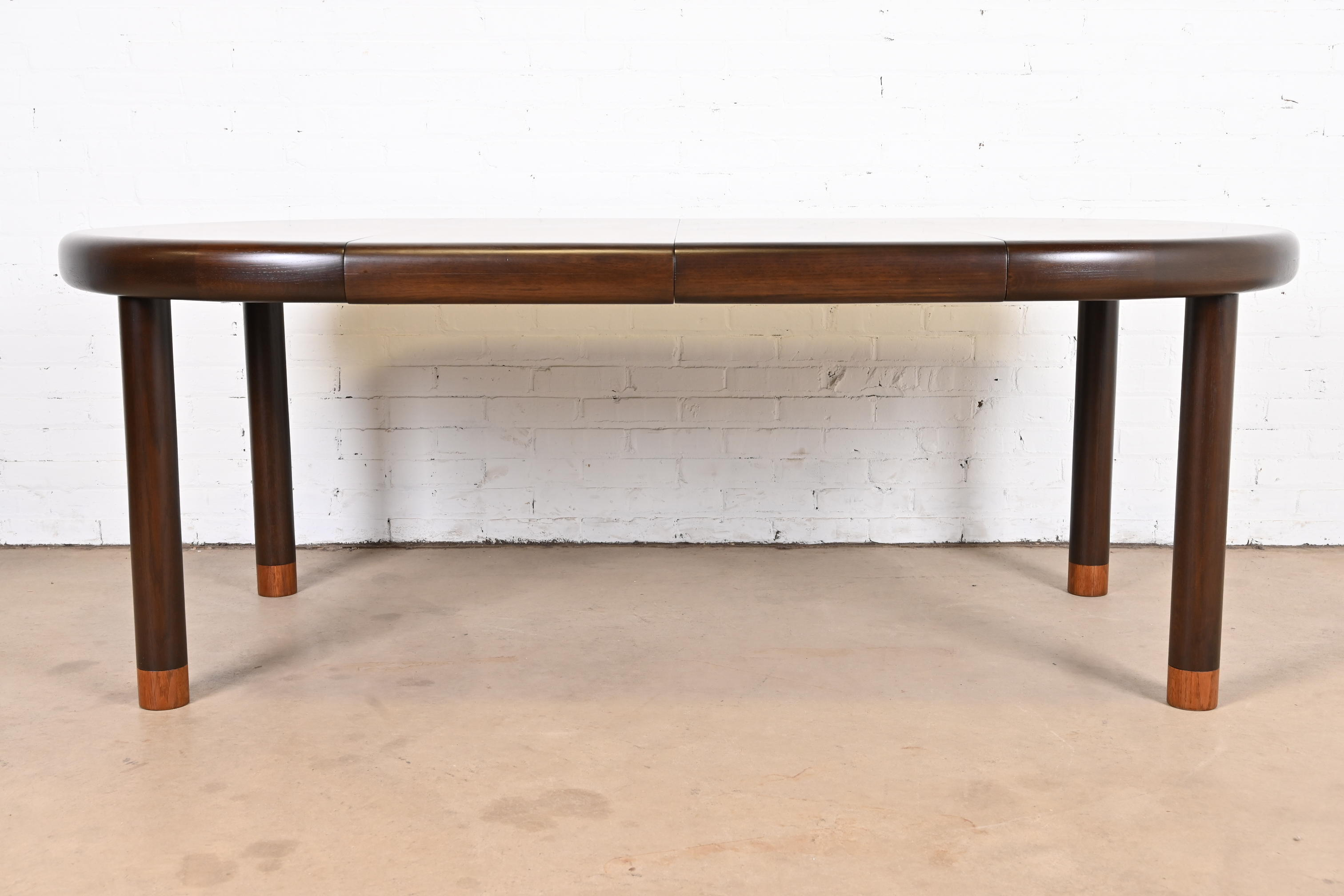Dunbar Mid-Century Modern Banded Rosewood Extension Dining Table, Newly Refinished - Image 4