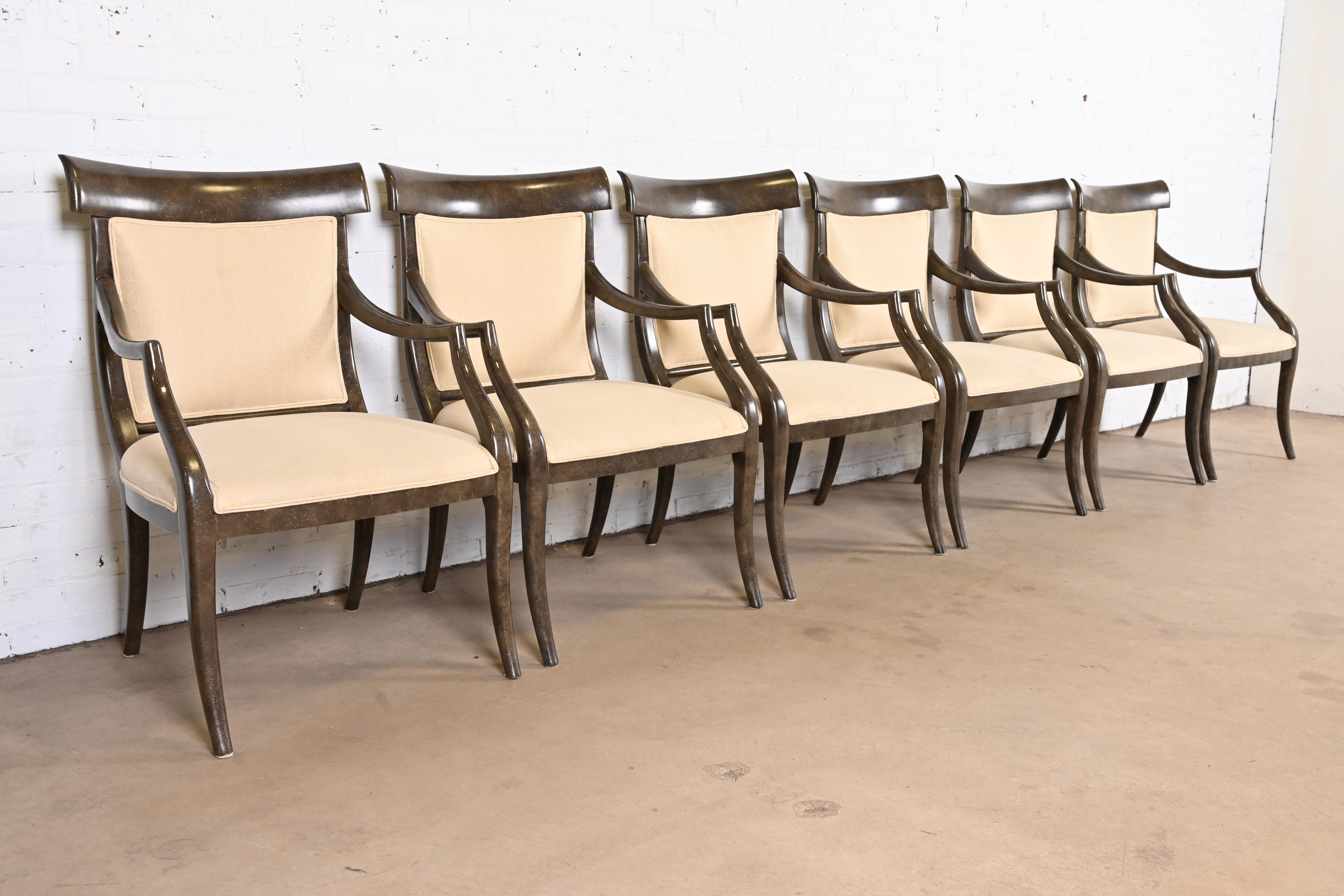 Ferguson Copeland Modern Regency Dining Armchairs, Set of Six - Image 3