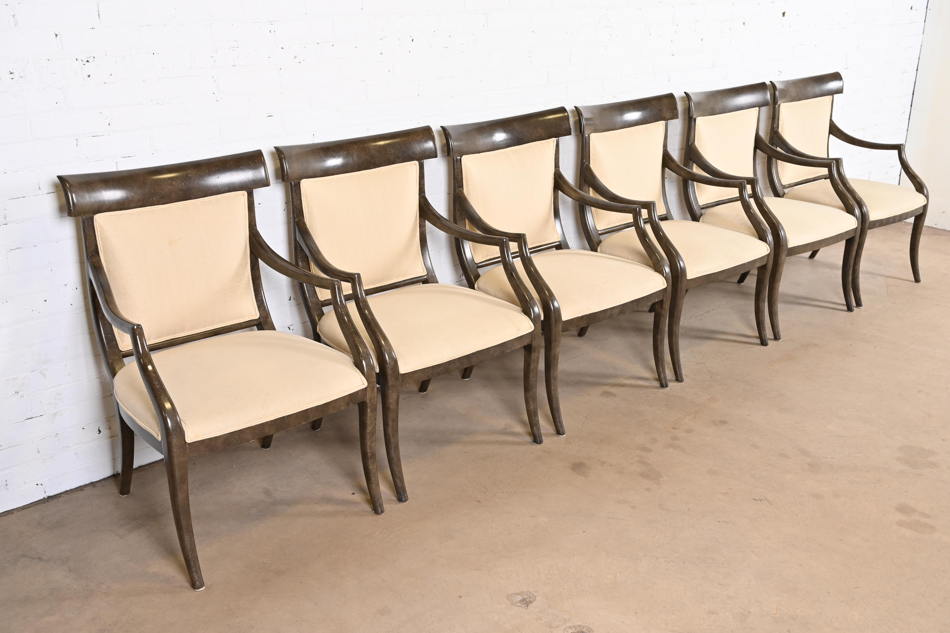 Ferguson Copeland Modern Regency Dining Armchairs, Set of Six - Image 4