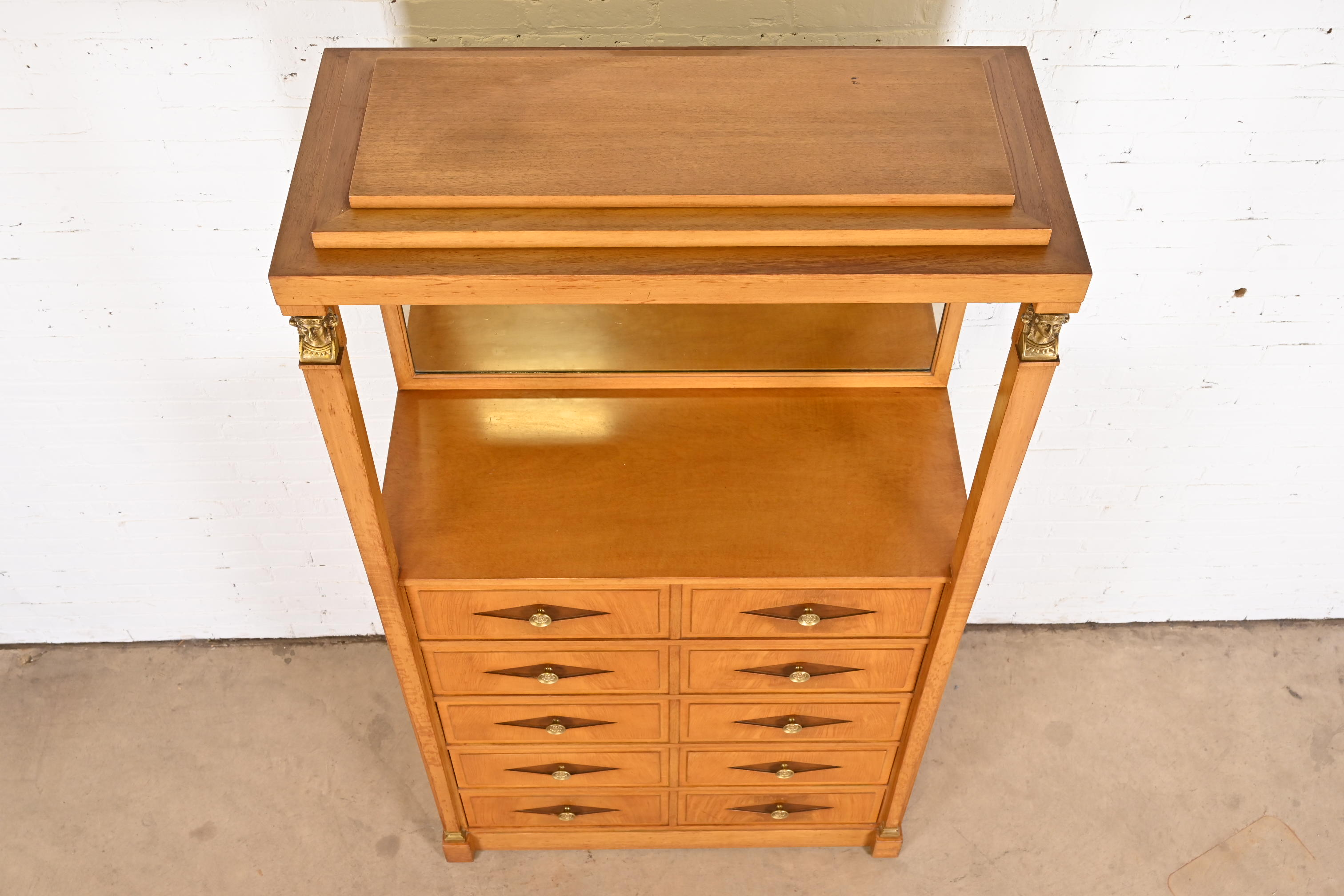 Grosfeld House Hollywood Regency Empire Mahogany Lighted Bar Cabinet - Image 10