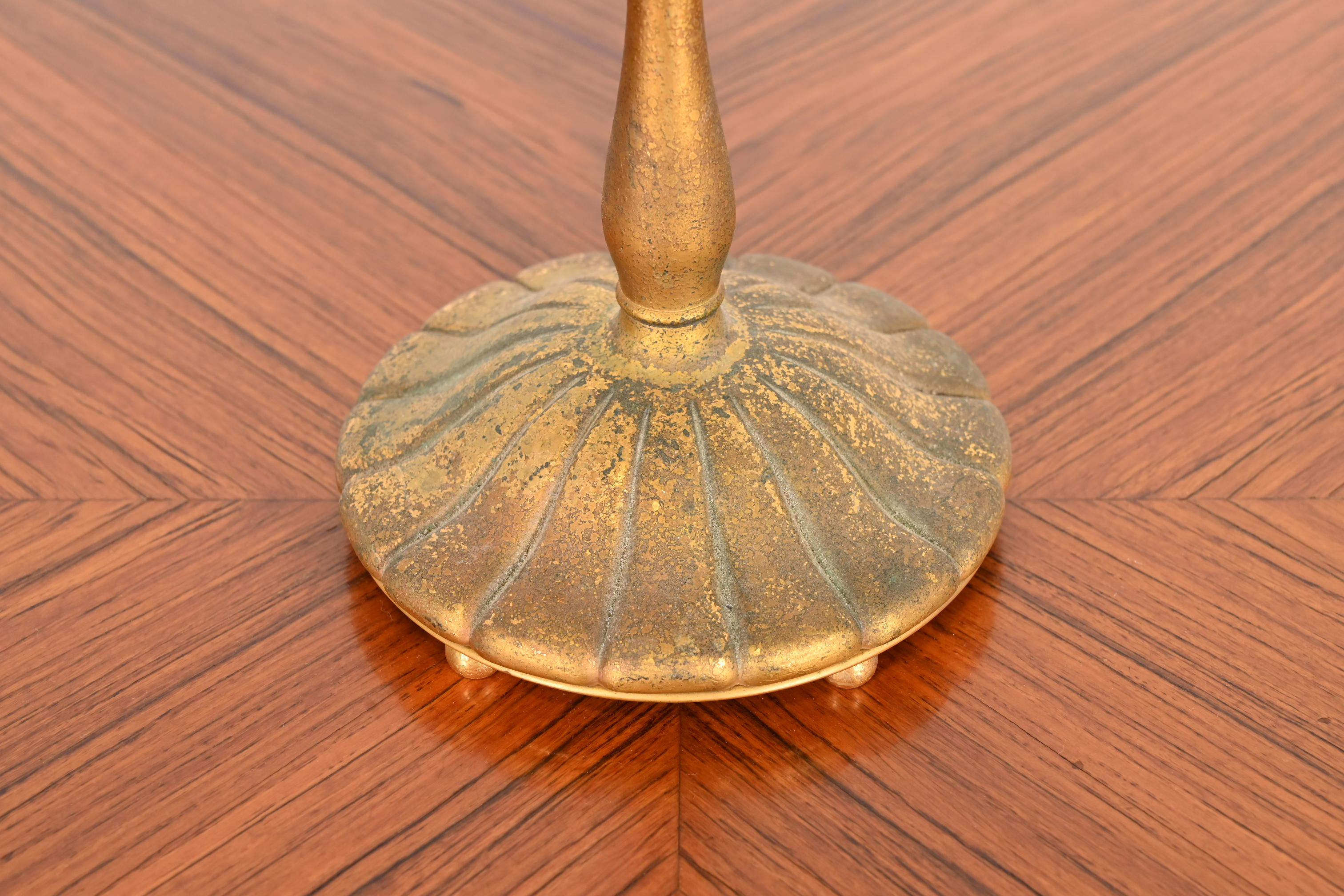 Tiffany Studios New York Gilt Bronze Harp Desk Lamp, Circa 1910 - Image 6