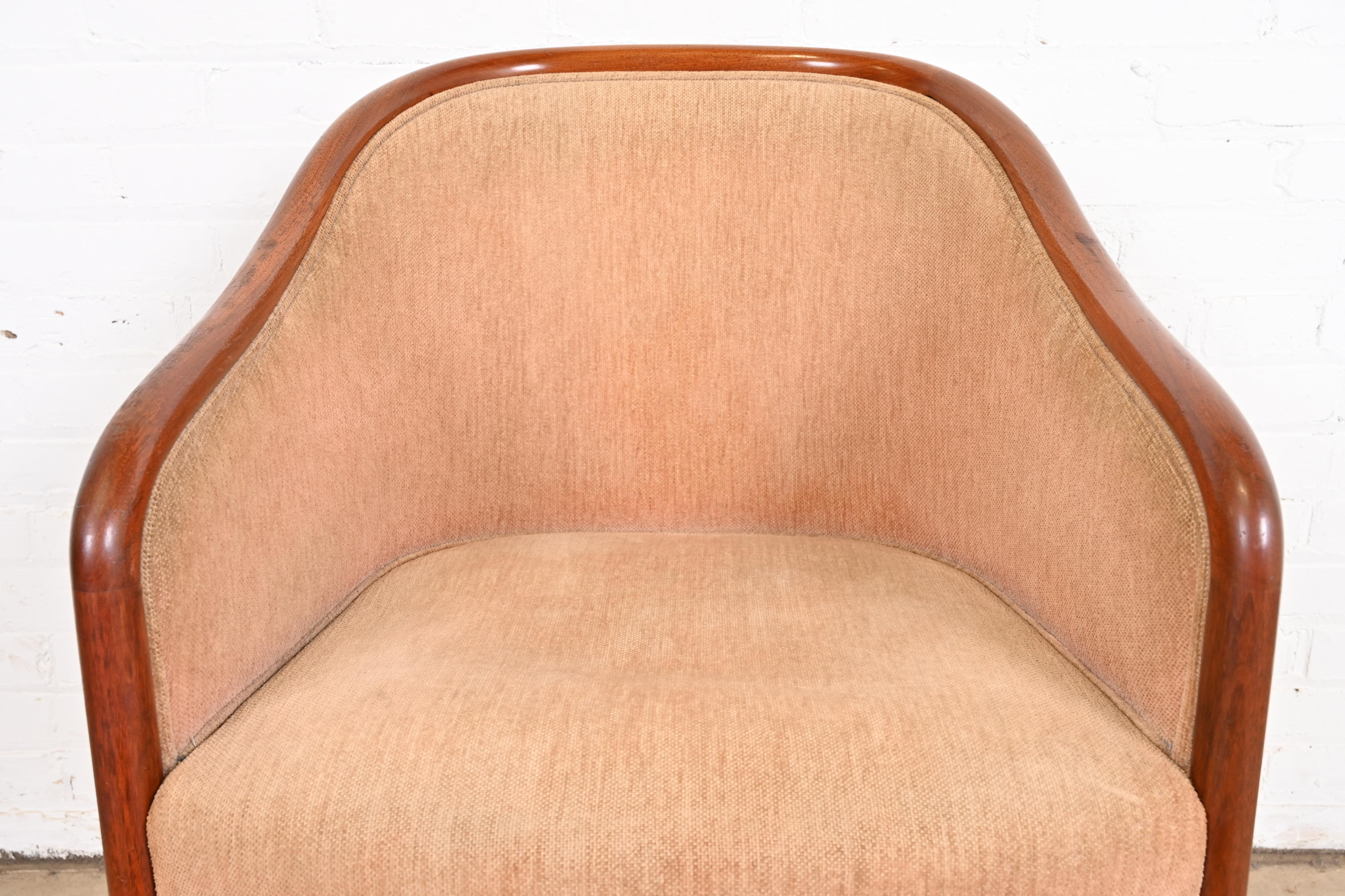 Ward Bennett for Brickel Associates Landmark Sculpted Ash Upholstered Tub Chairs, Set of Four - Image 7