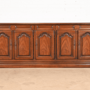 Drexel French Provincial Louis XV Carved Walnut Sideboard or Bar Cabinet
