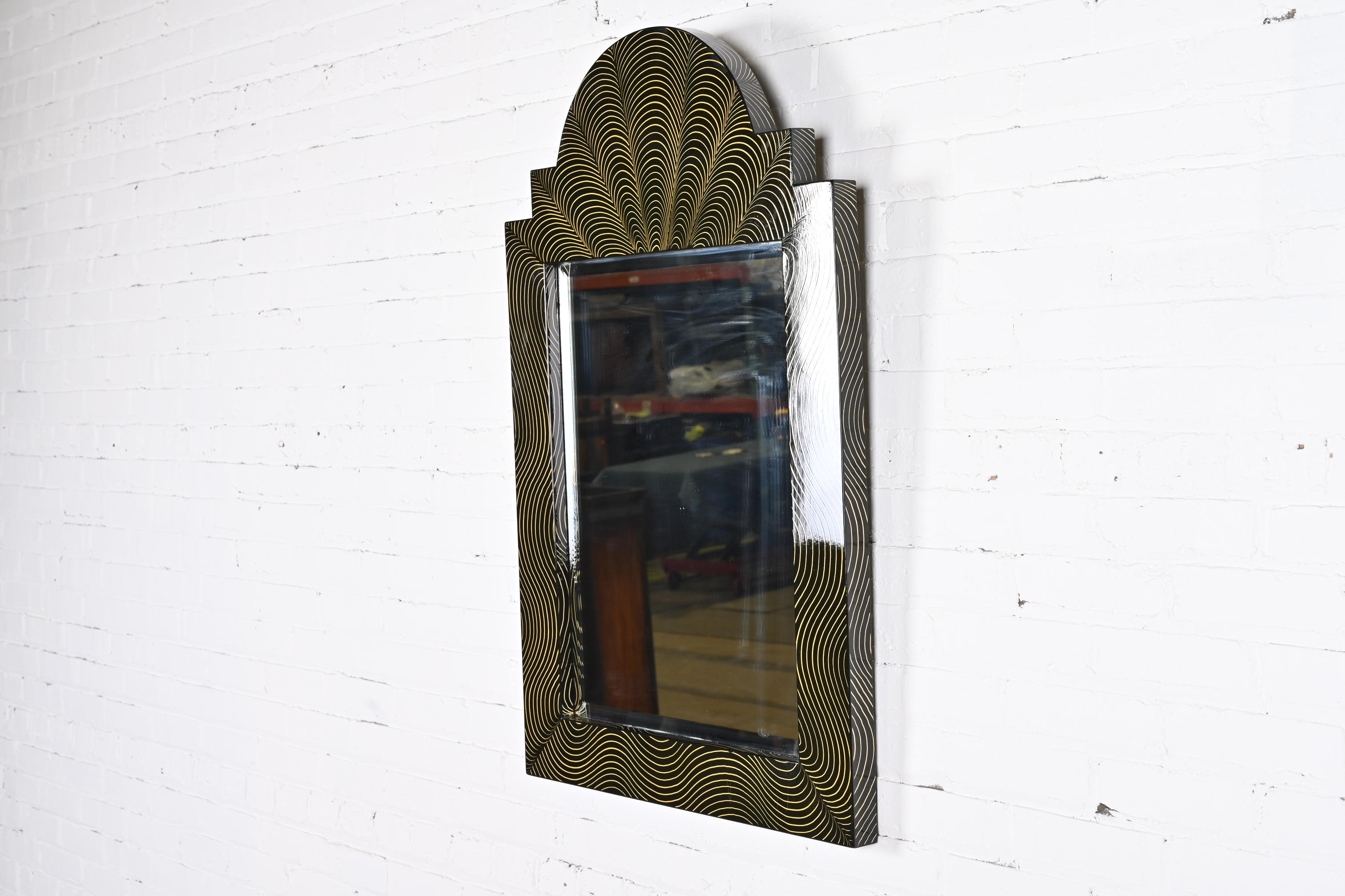 Ferdinand Digennaro Art Deco Studio Made Lacquered Wall Mirror - Image 2