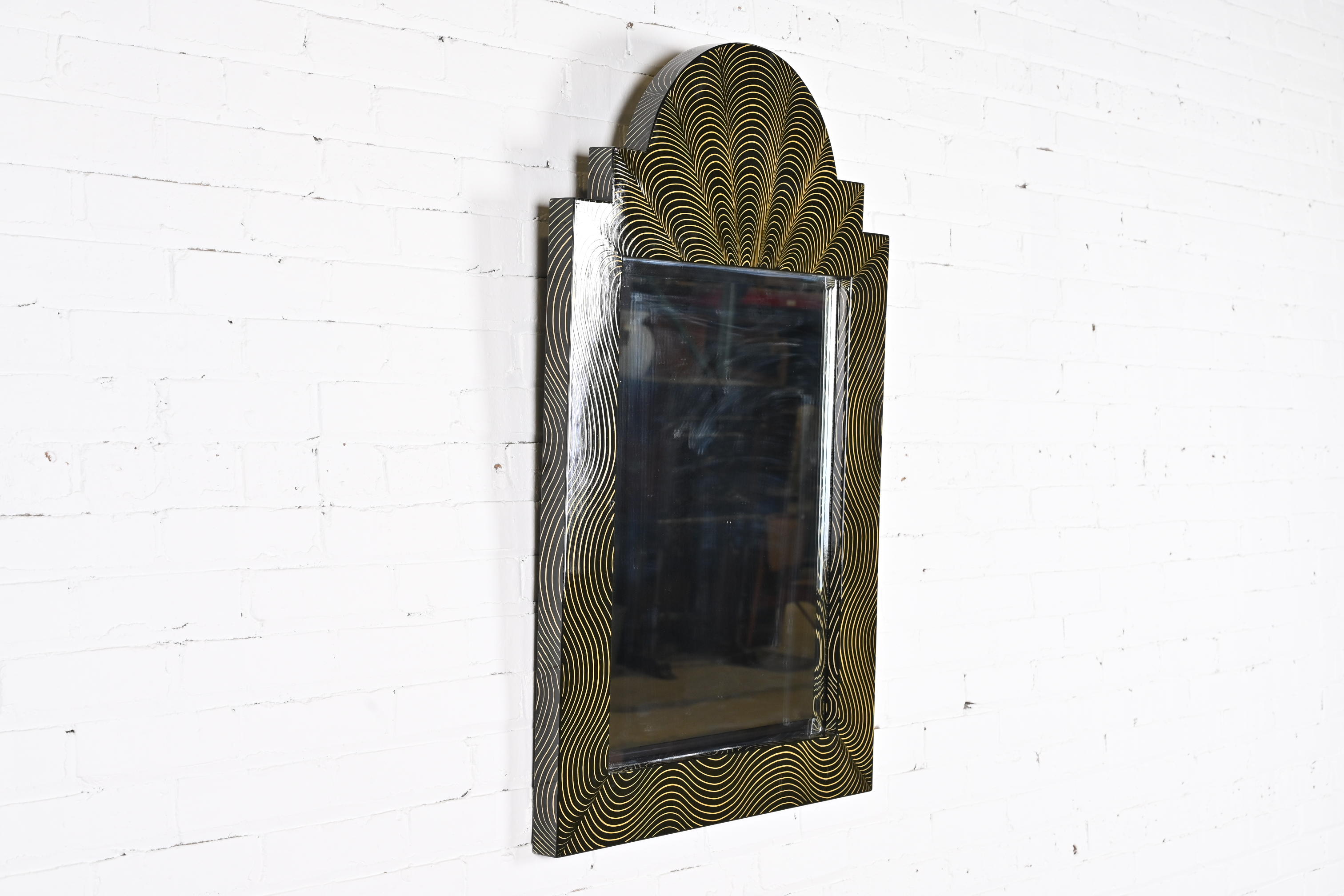 Ferdinand Digennaro Art Deco Studio Made Lacquered Wall Mirror - Image 3