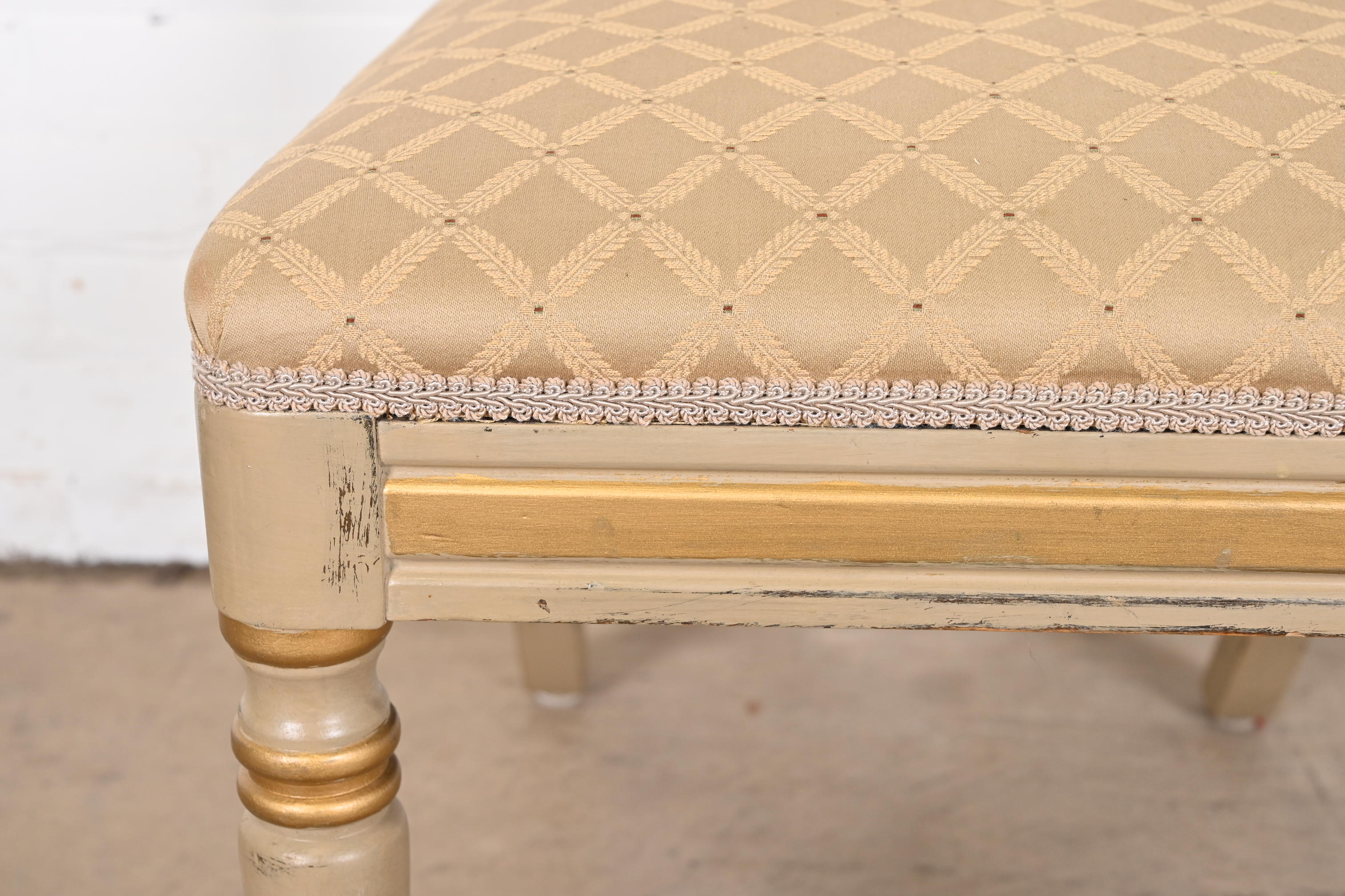 French Regency Louis XVI Carved Hand-Painted and Gold Gilt Dining Chairs, Set of Eight - Image 8