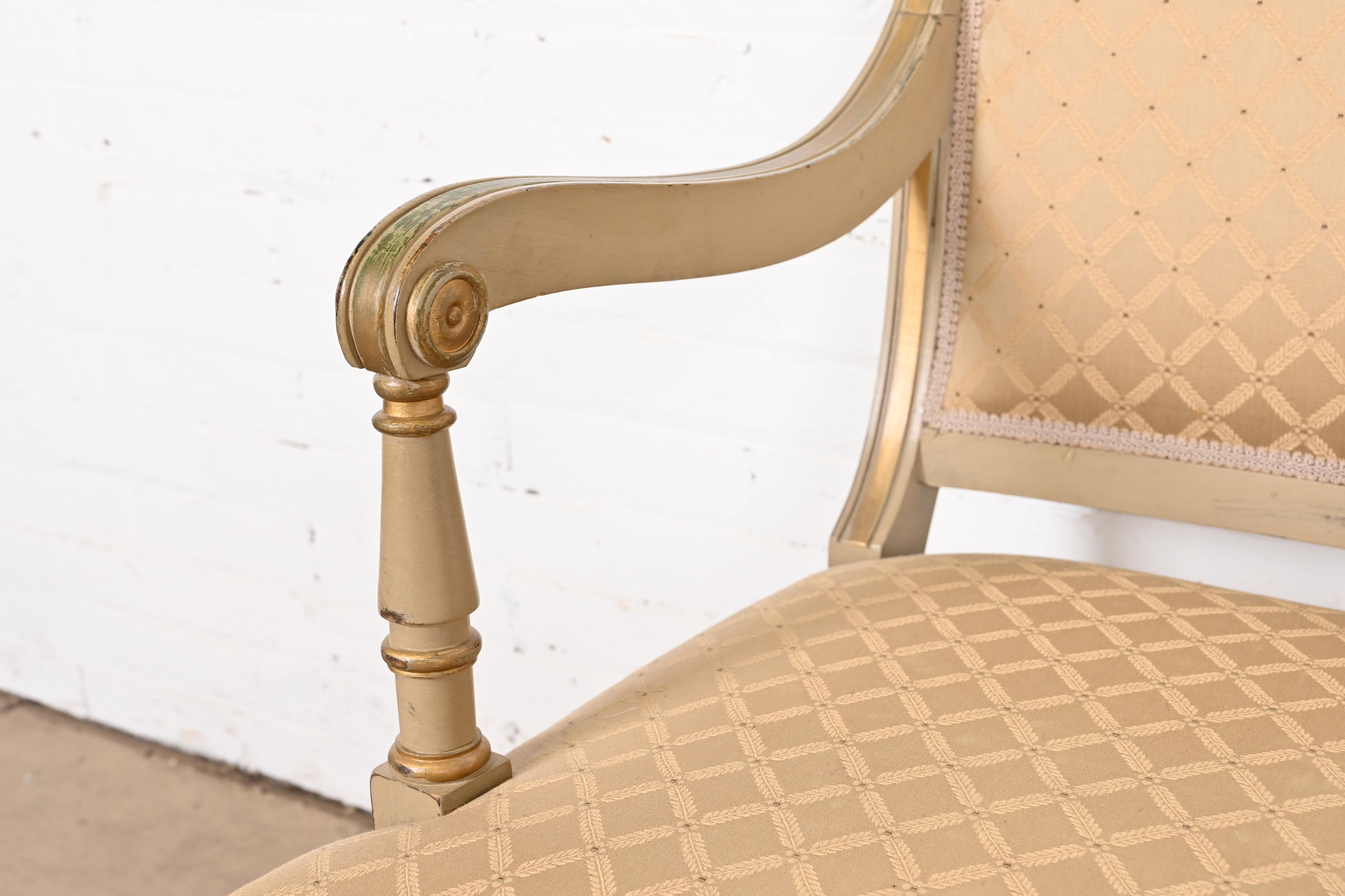French Regency Louis XVI Carved Hand-Painted and Gold Gilt Dining Chairs, Set of Eight - Image 12