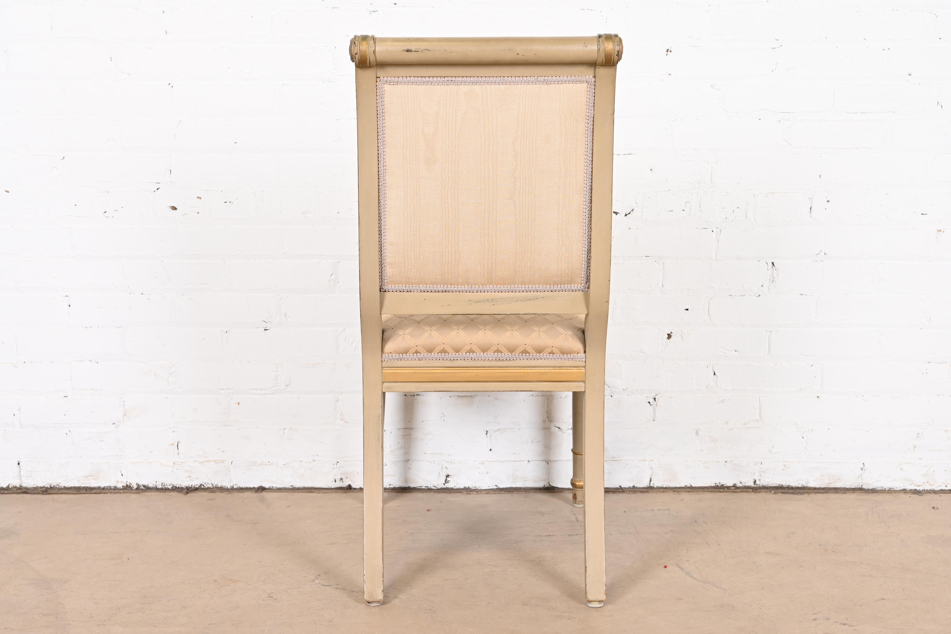 French Regency Louis XVI Carved Hand-Painted and Gold Gilt Dining Chairs, Set of Eight - Image 9