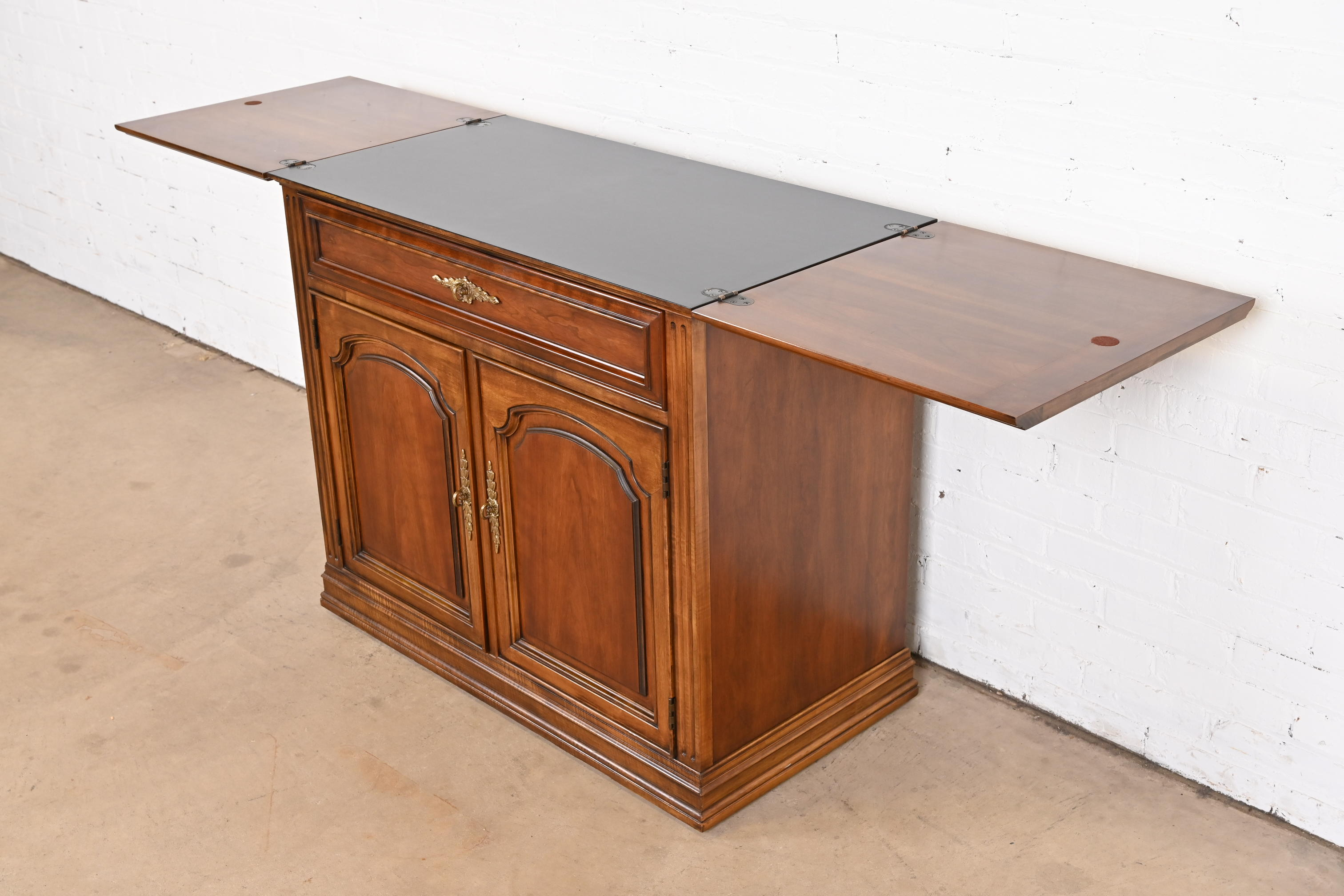 French Regency Louis XVI Cherry Wood Flip Top Server or Bar Cabinet by White Furniture - Image 8