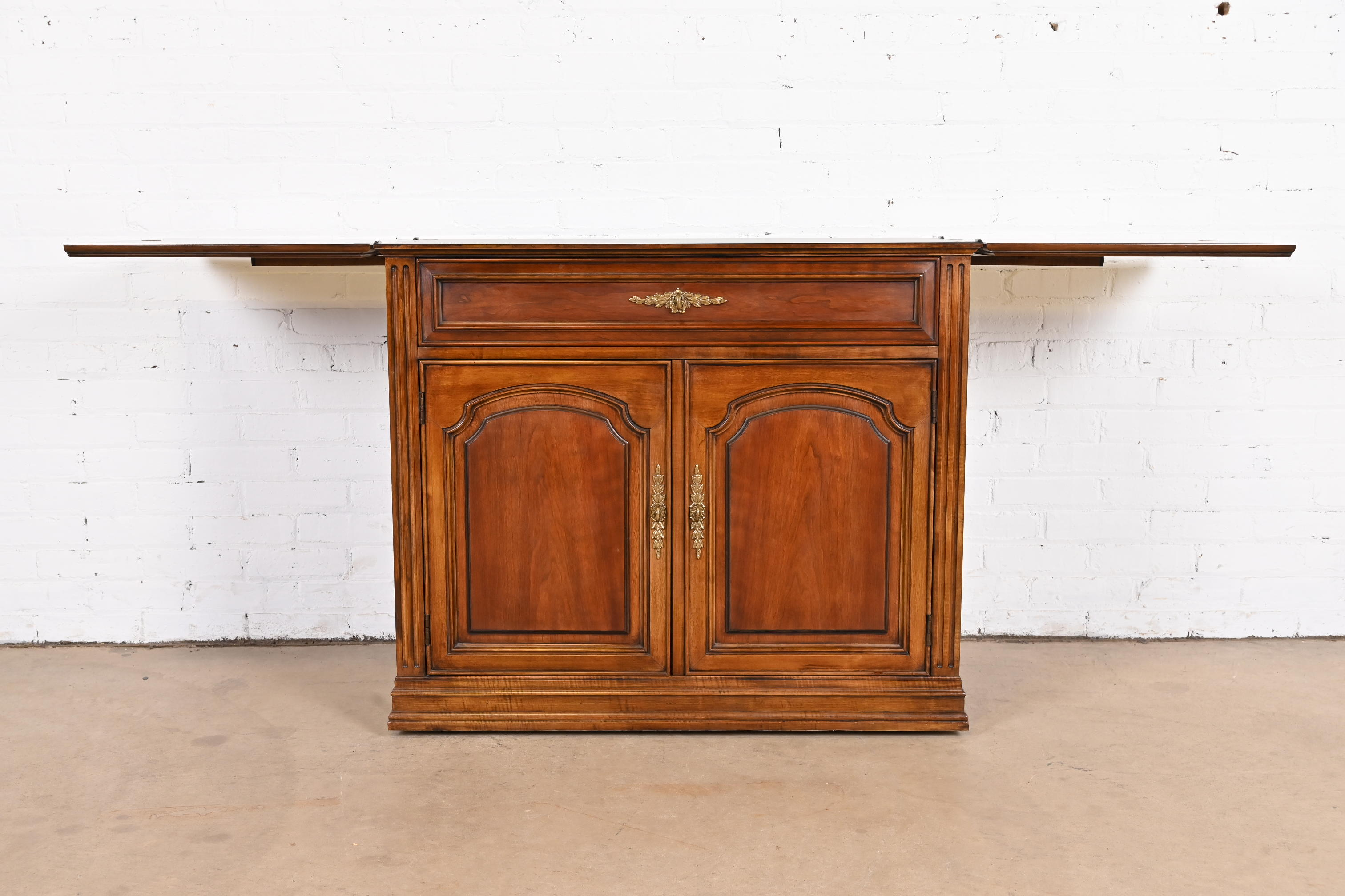 French Regency Louis XVI Cherry Wood Flip Top Server or Bar Cabinet by White Furniture - Image 10