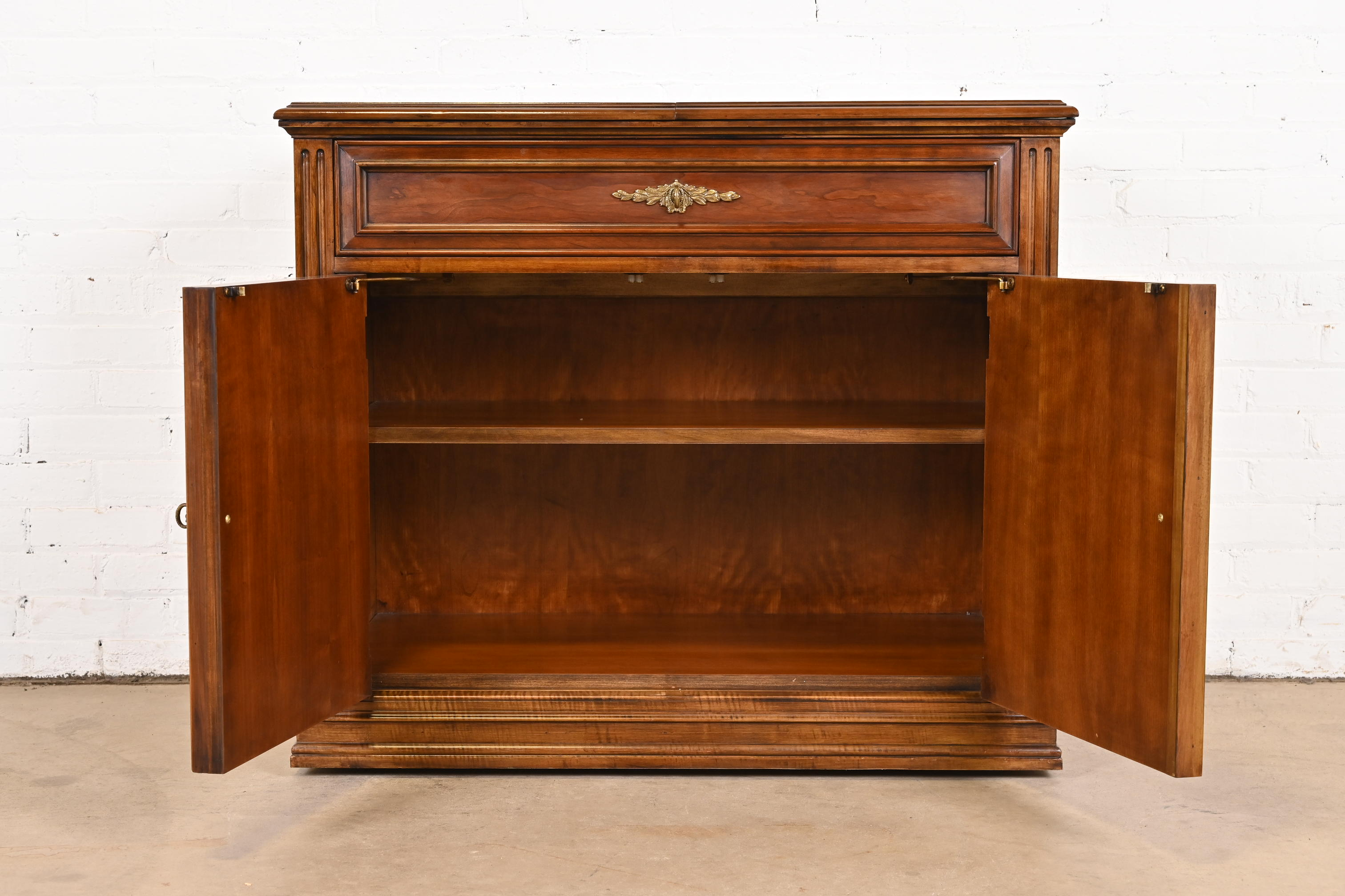 French Regency Louis XVI Cherry Wood Flip Top Server or Bar Cabinet by White Furniture - Image 4