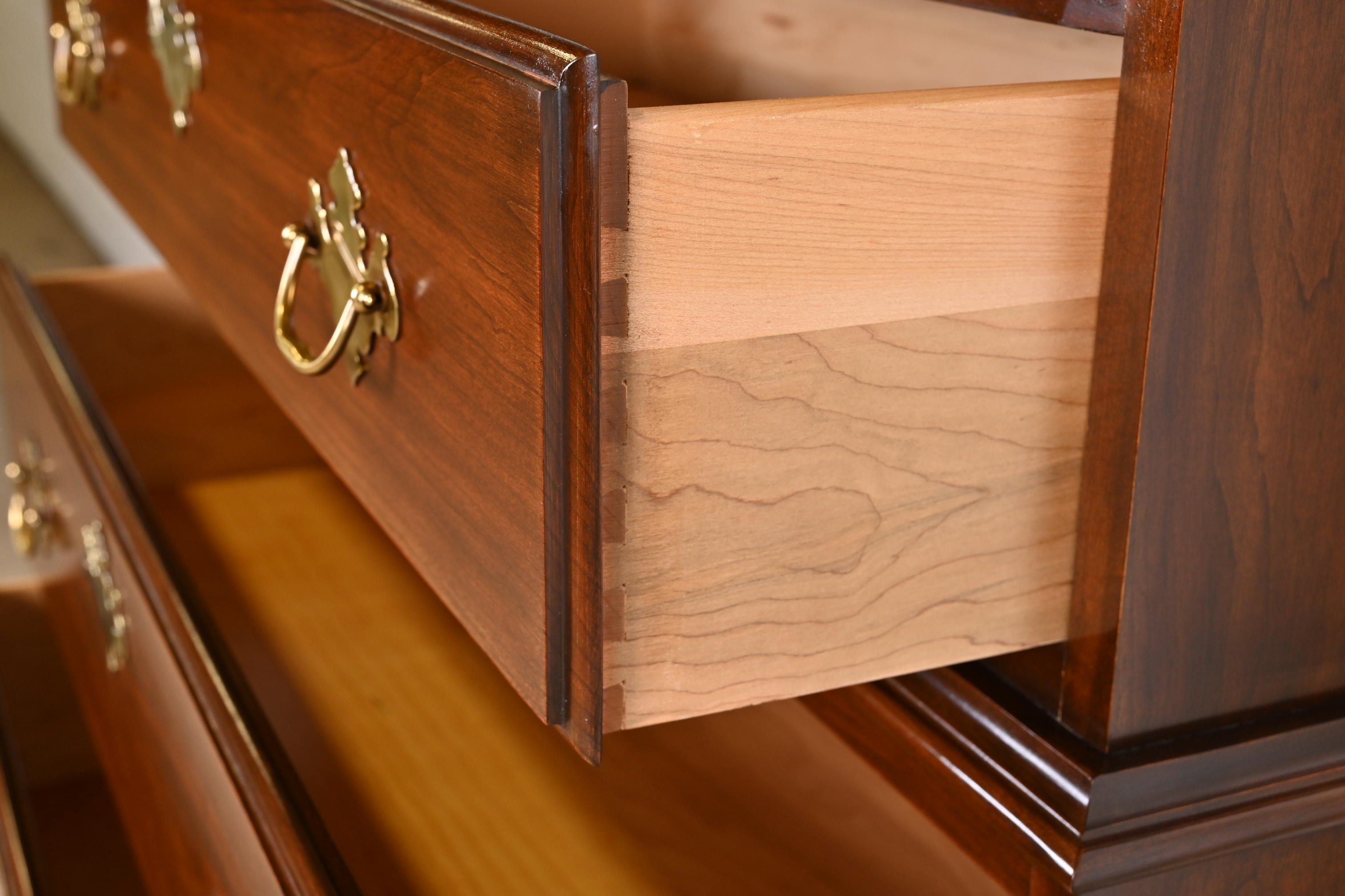 Harden Furniture Georgian Solid Cherry Wood Triple Chest-On-Chest Highboy Dresser - Image 9