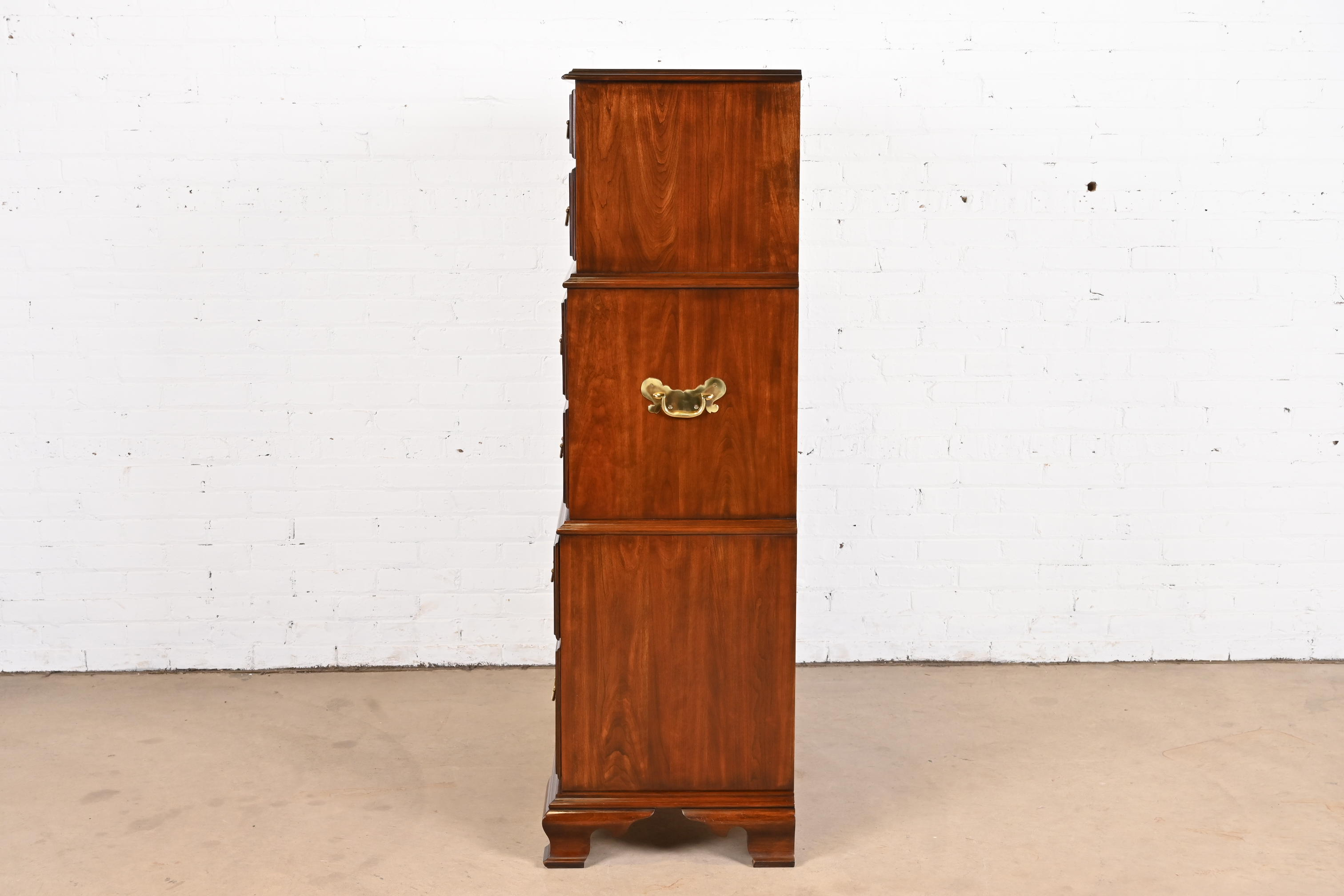 Harden Furniture Georgian Solid Cherry Wood Triple Chest-On-Chest Highboy Dresser - Image 12