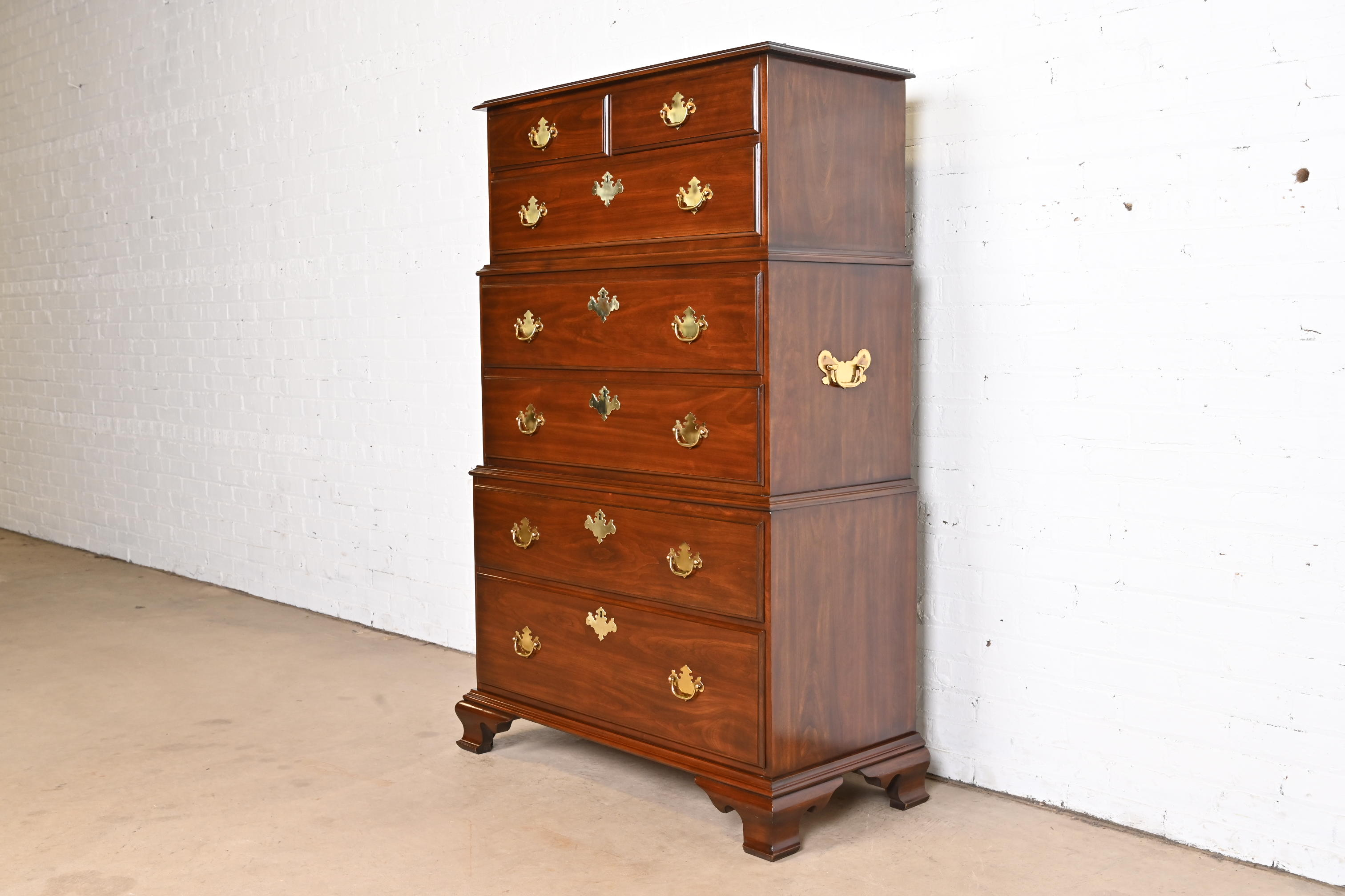Harden Furniture Georgian Solid Cherry Wood Triple Chest-On-Chest Highboy Dresser - Image 2