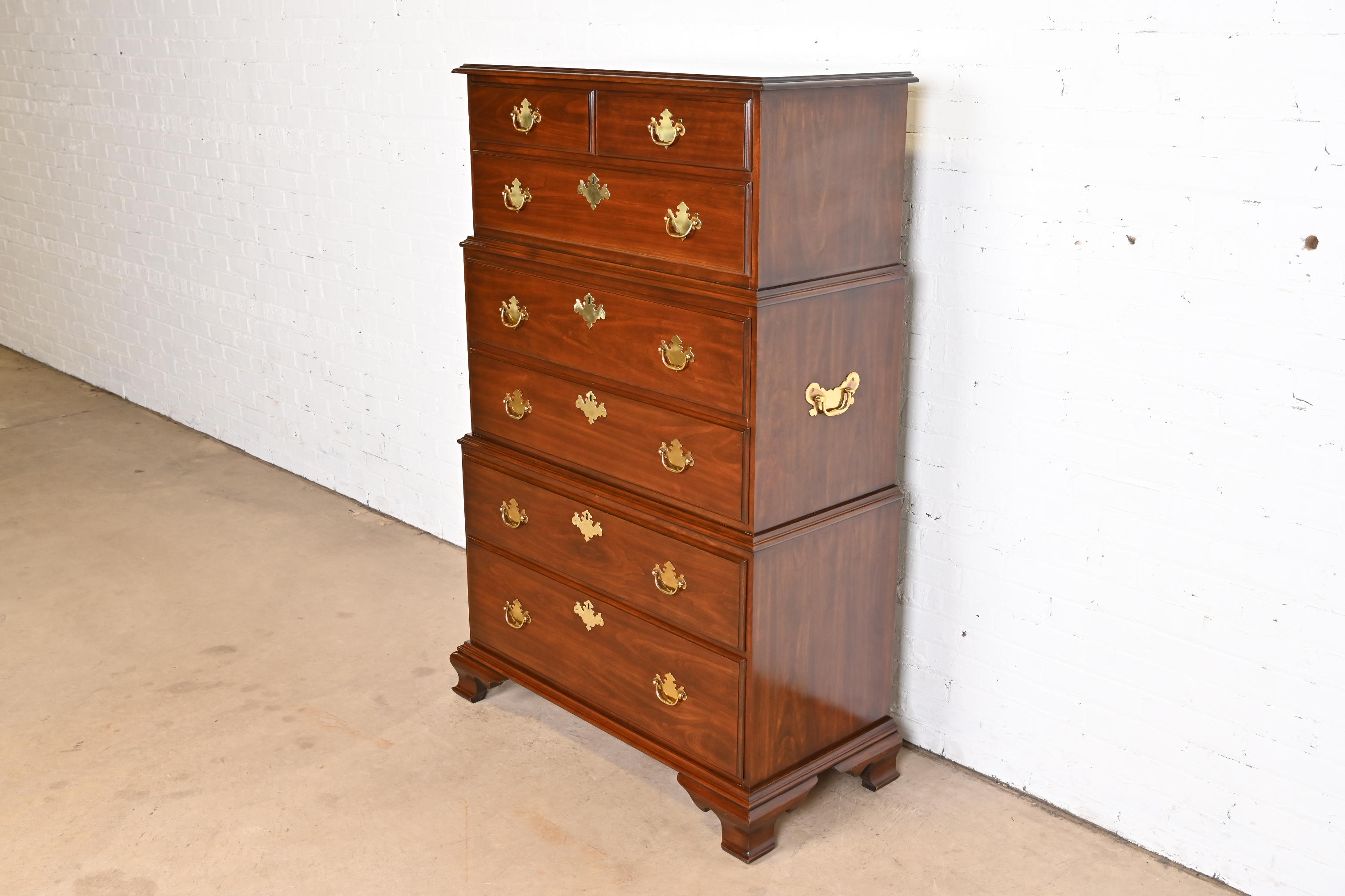 Harden Furniture Georgian Solid Cherry Wood Triple Chest-On-Chest Highboy Dresser - Image 3