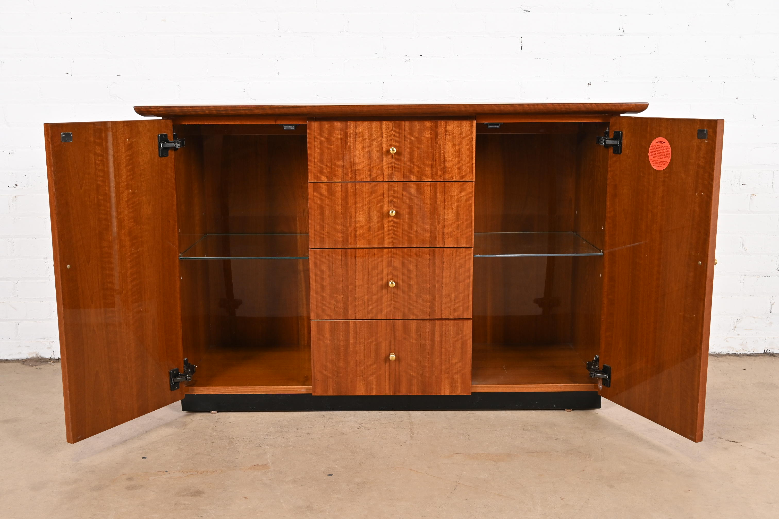 Henredon Modern French Empire Buffet Server or Bar Cabinet in Exotic Brazilian Daniella Wood - Image 9