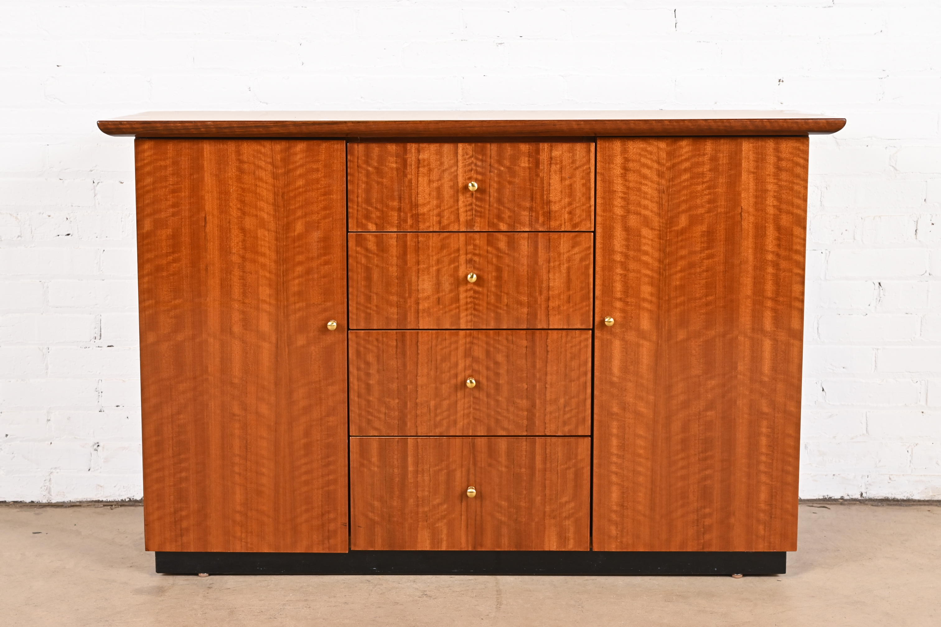 Henredon Modern French Empire Buffet Server or Bar Cabinet in Exotic Brazilian Daniella Wood