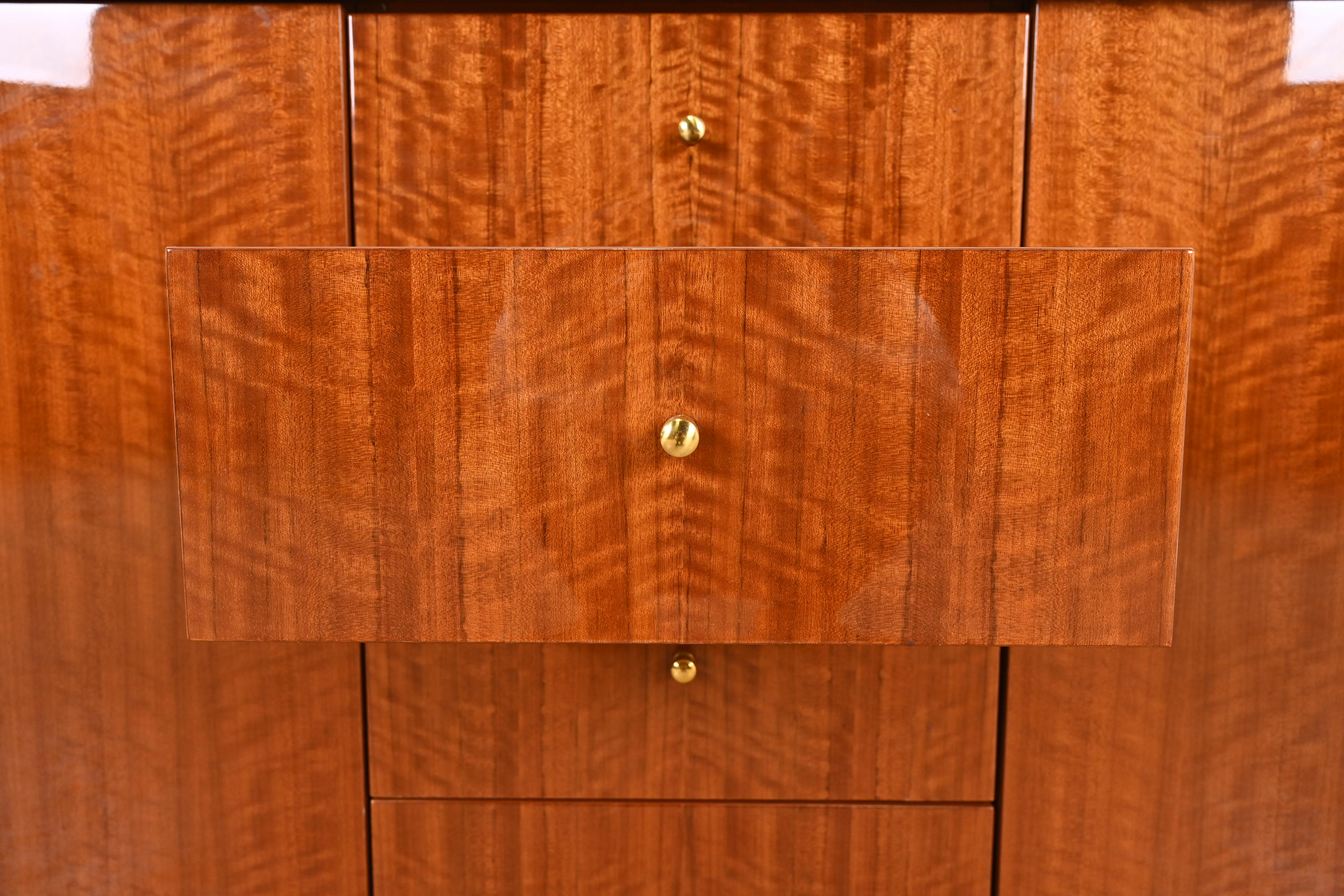 Henredon Modern French Empire Buffet Server or Bar Cabinet in Exotic Brazilian Daniella Wood - Image 5
