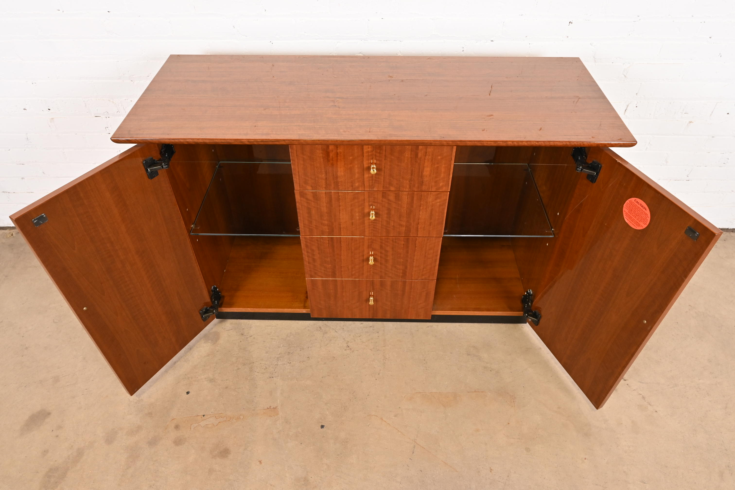 Henredon Modern French Empire Buffet Server or Bar Cabinet in Exotic Brazilian Daniella Wood - Image 10