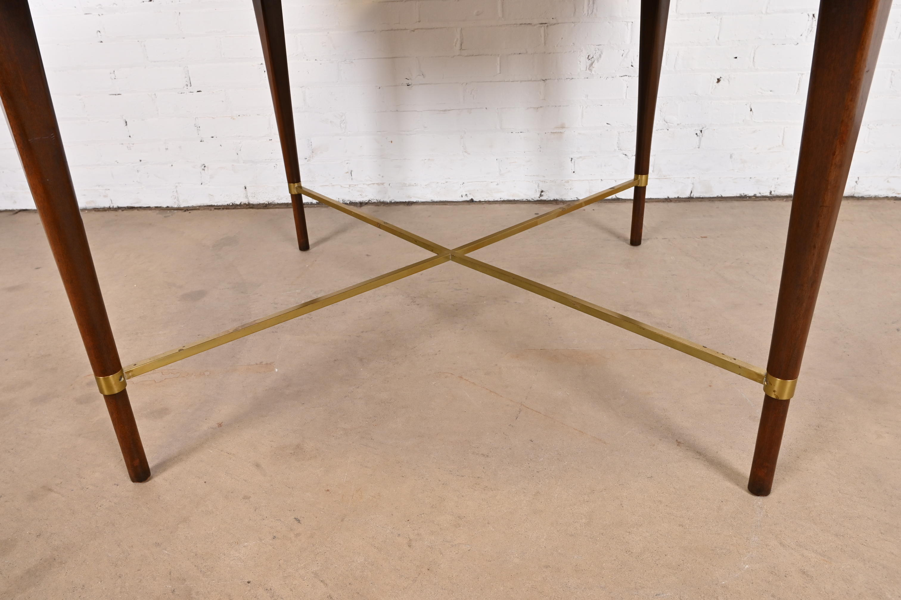 Paul McCobb Irwin Collection Mahogany and Brass Round Dining Table or Game Table, 1950s - Image 9