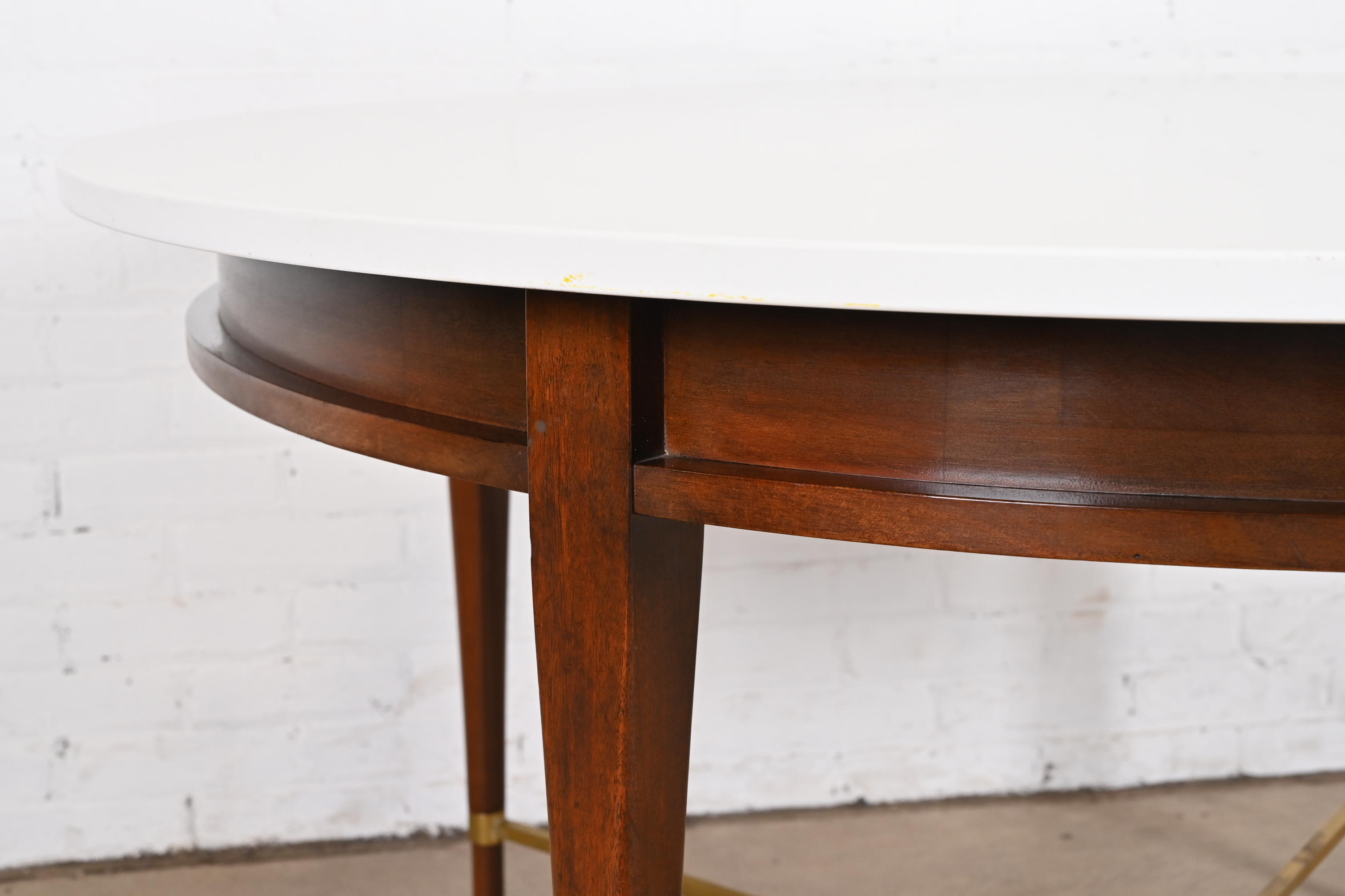 Paul McCobb Irwin Collection Mahogany and Brass Round Dining Table or Game Table, 1950s - Image 8