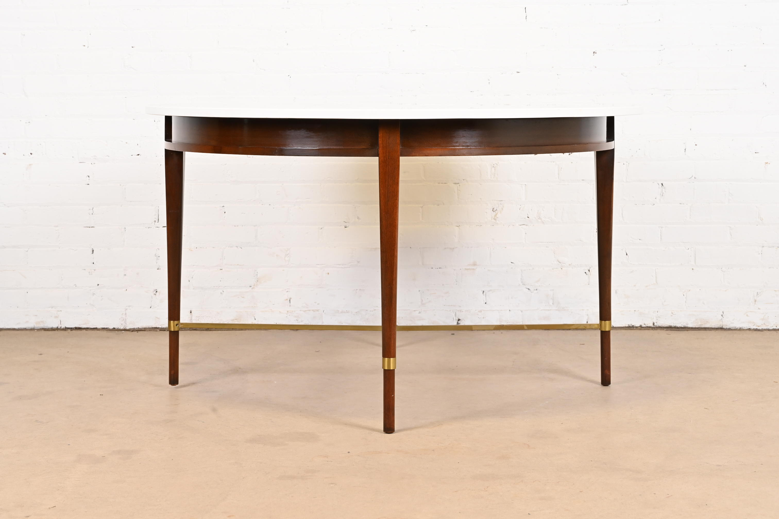 Paul McCobb Irwin Collection Mahogany and Brass Round Dining Table or Game Table, 1950s - Image 11
