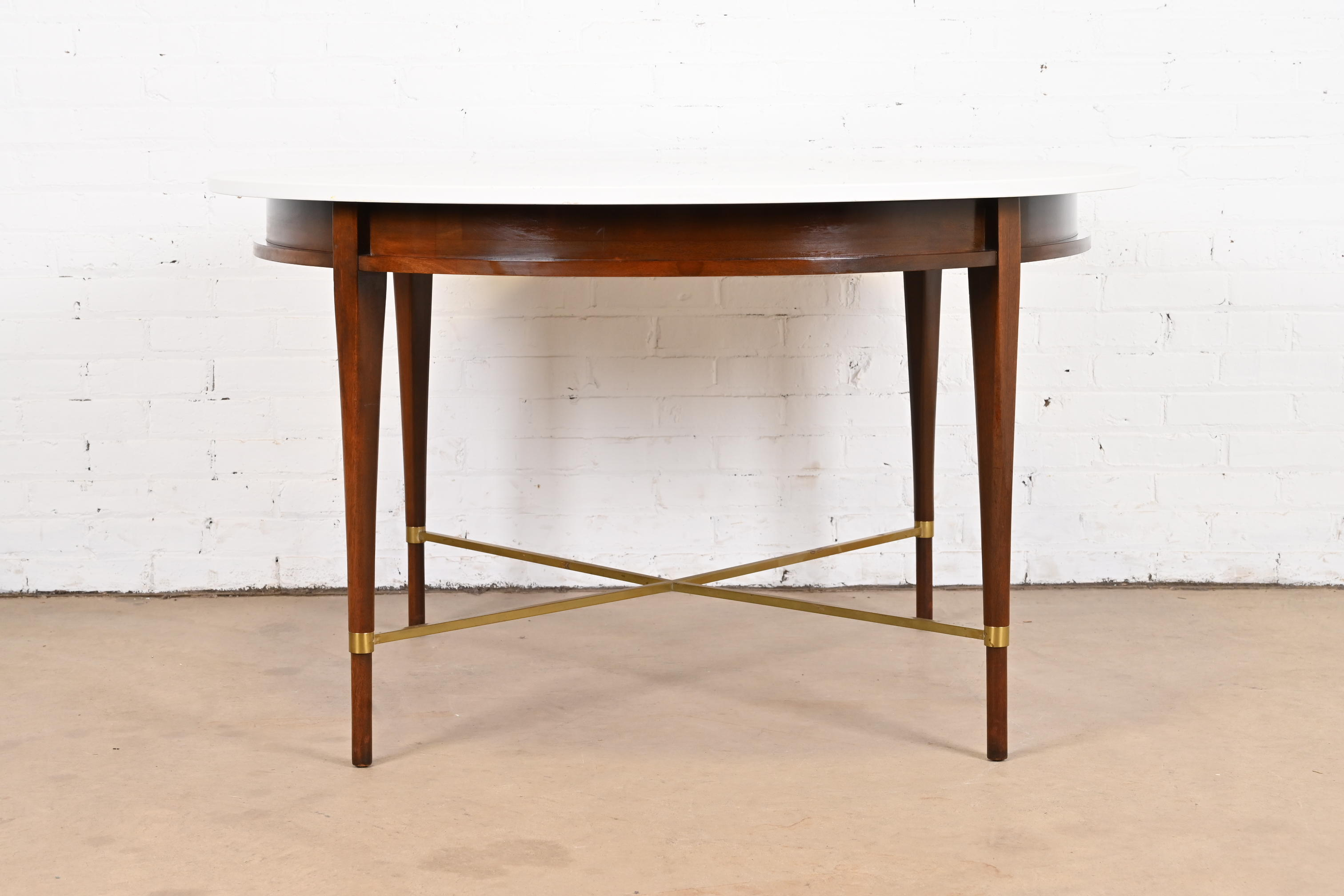 Paul McCobb Irwin Collection Mahogany and Brass Round Dining Table or Game Table, 1950s - Image 2