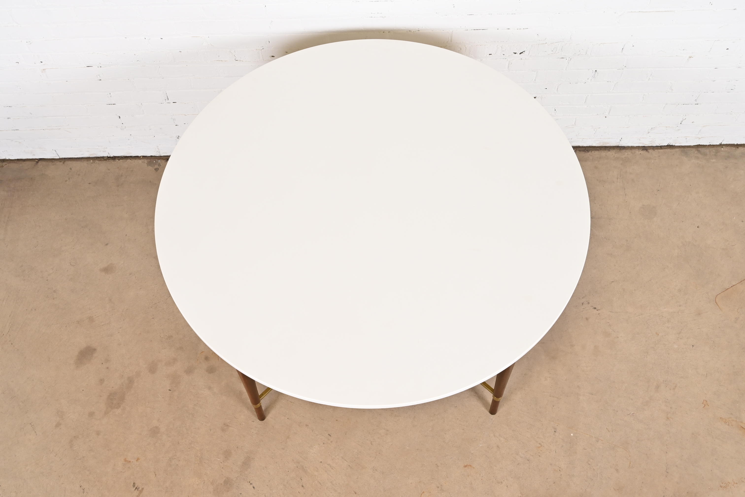 Paul McCobb Irwin Collection Mahogany and Brass Round Dining Table or Game Table, 1950s - Image 7