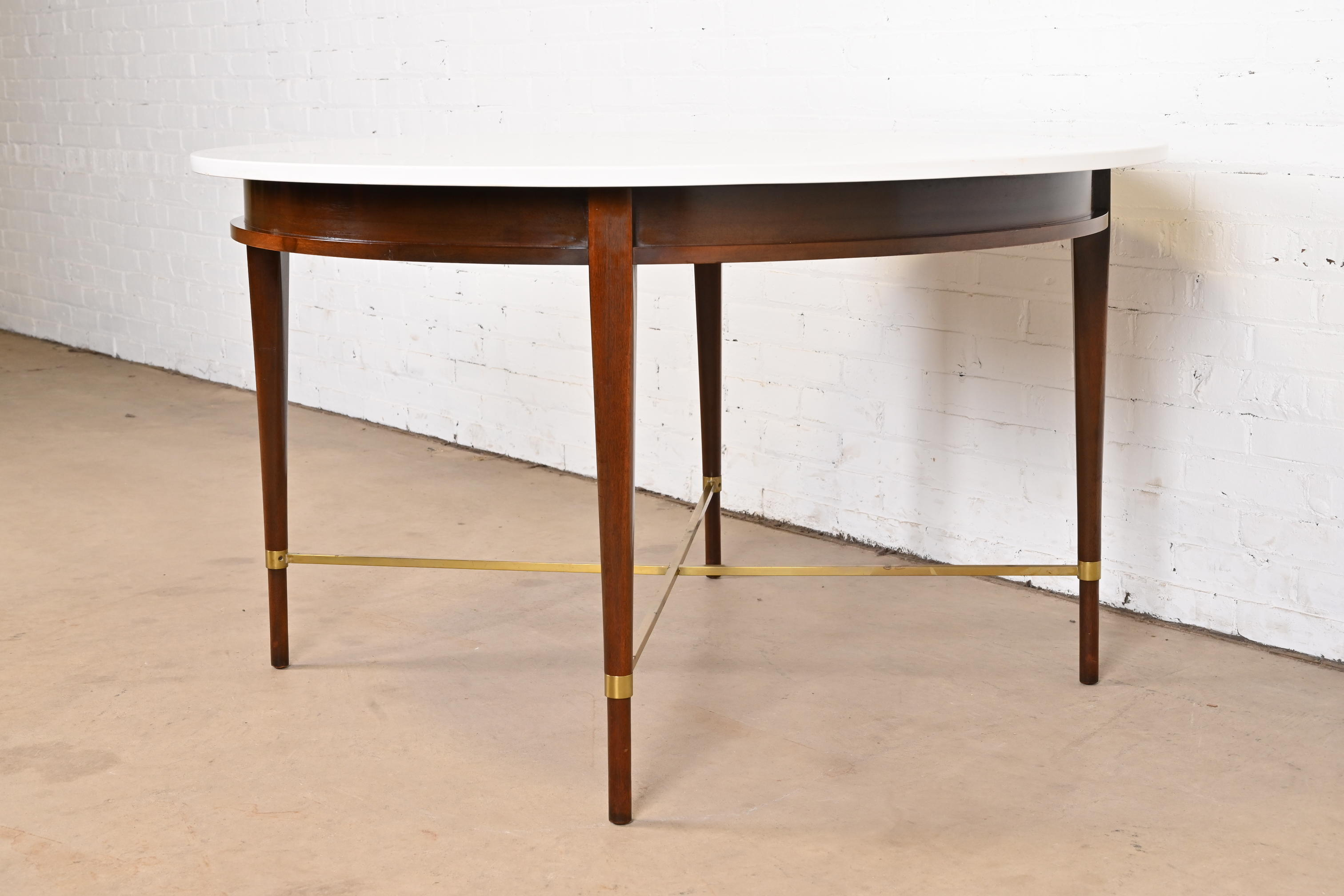 Paul McCobb Irwin Collection Mahogany and Brass Round Dining Table or Game Table, 1950s - Image 4