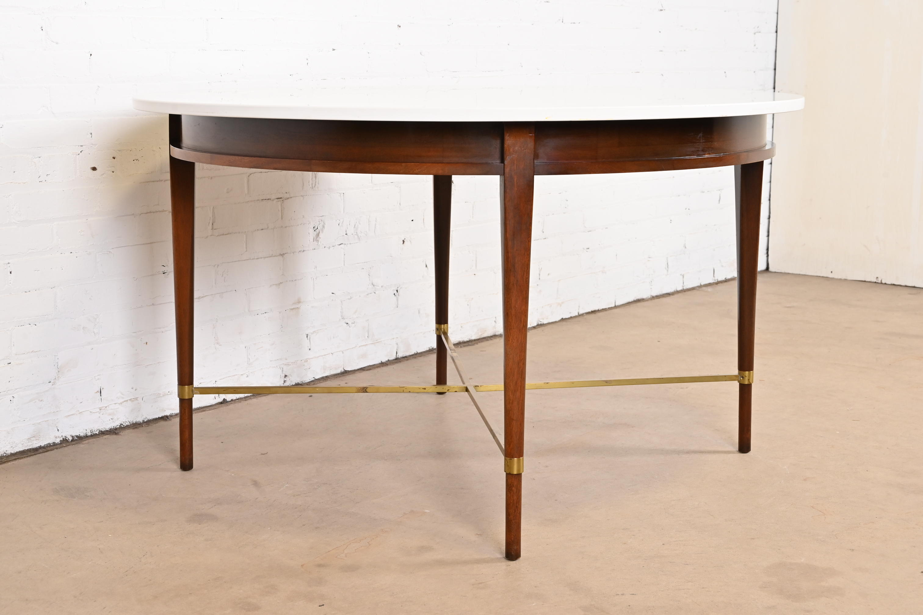 Paul McCobb Irwin Collection Mahogany and Brass Round Dining Table or Game Table, 1950s - Image 6