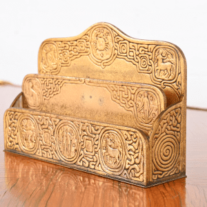 Tiffany Studios New York 'Zodiac' Bronze Doré Letter Rack