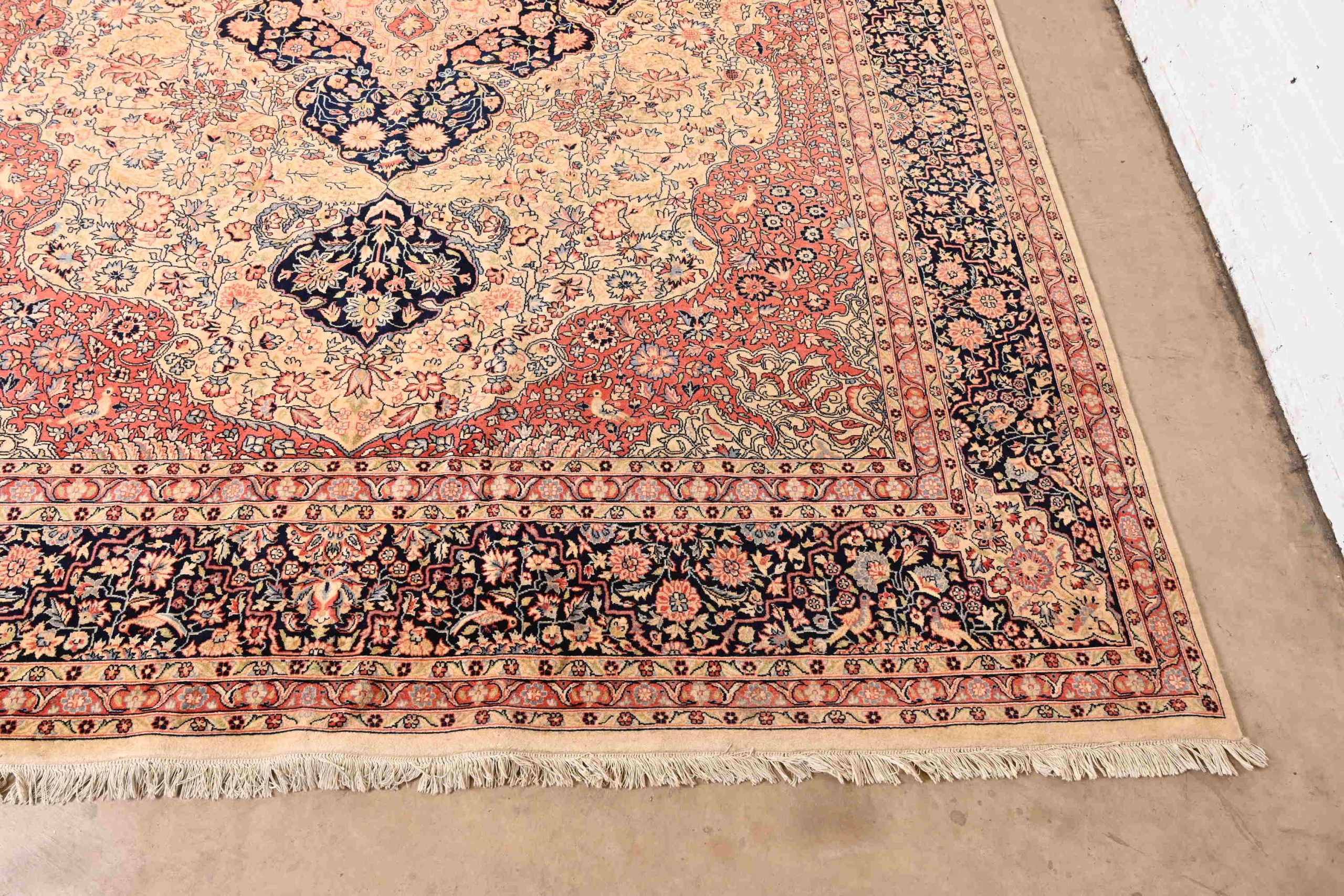 Vintage Hand-Knotted Persian Tabriz Room Size Wool Area Rug - Image 6